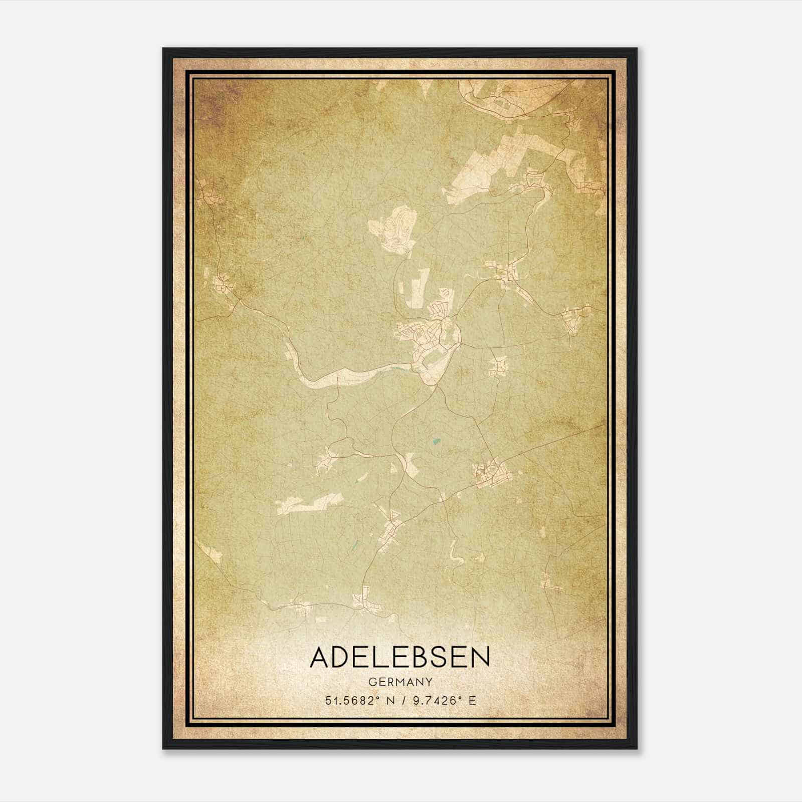 Vintage Adelebsen Germany Map Poster, Adelebsen City Road Wall Art Print
