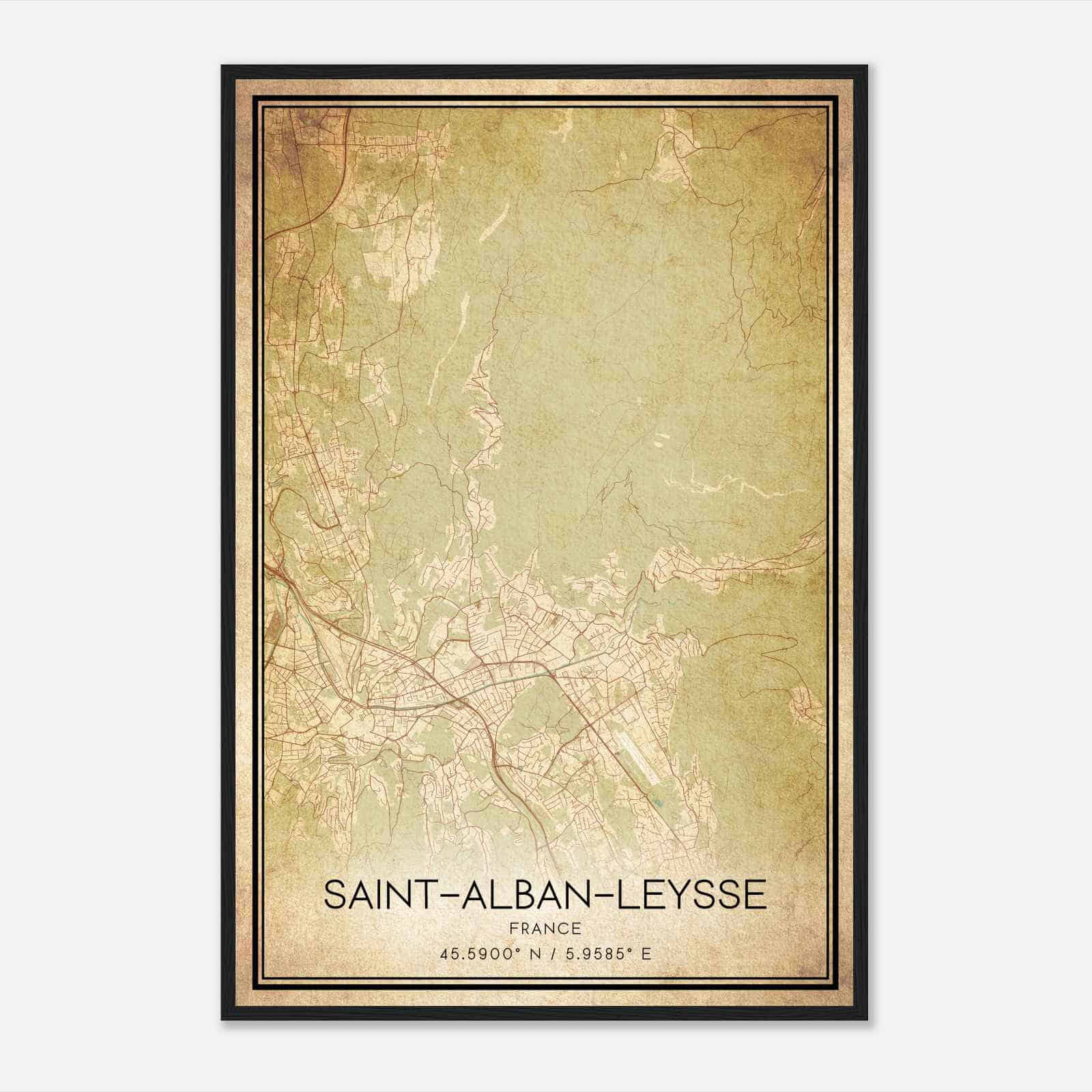 Vintage Saint-Alban-Leysse France Map Poster, Saint-Alban-Leysse City Road Wall Art Print