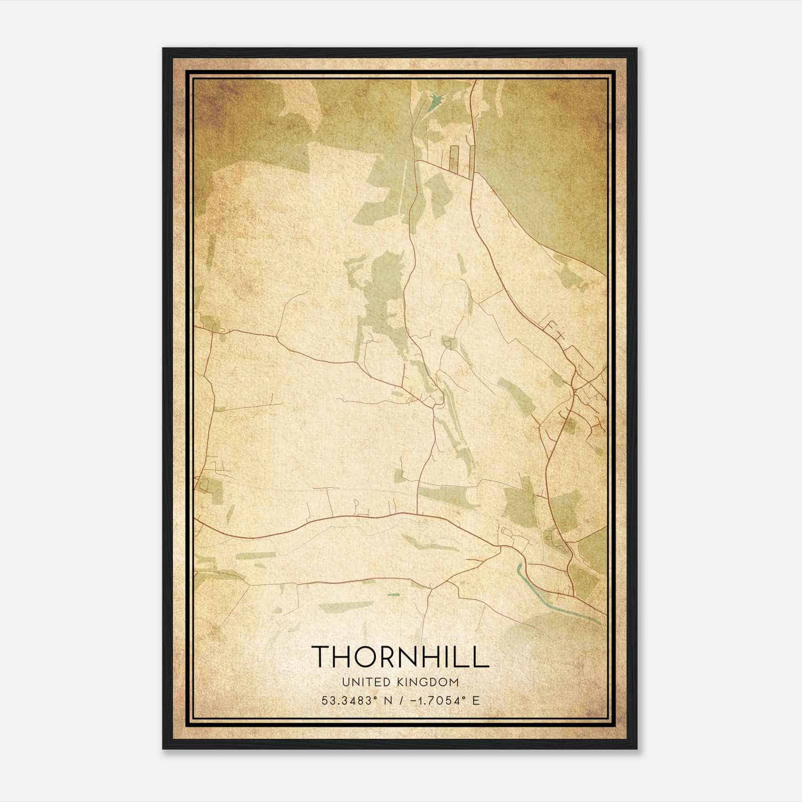 Vintage Thornhill United Kingdom Map Poster, Thornhill City Road Wall Art Print Vintage Thornhill United Kingdom Map Poster, Thornhill City Road Wall Art Print