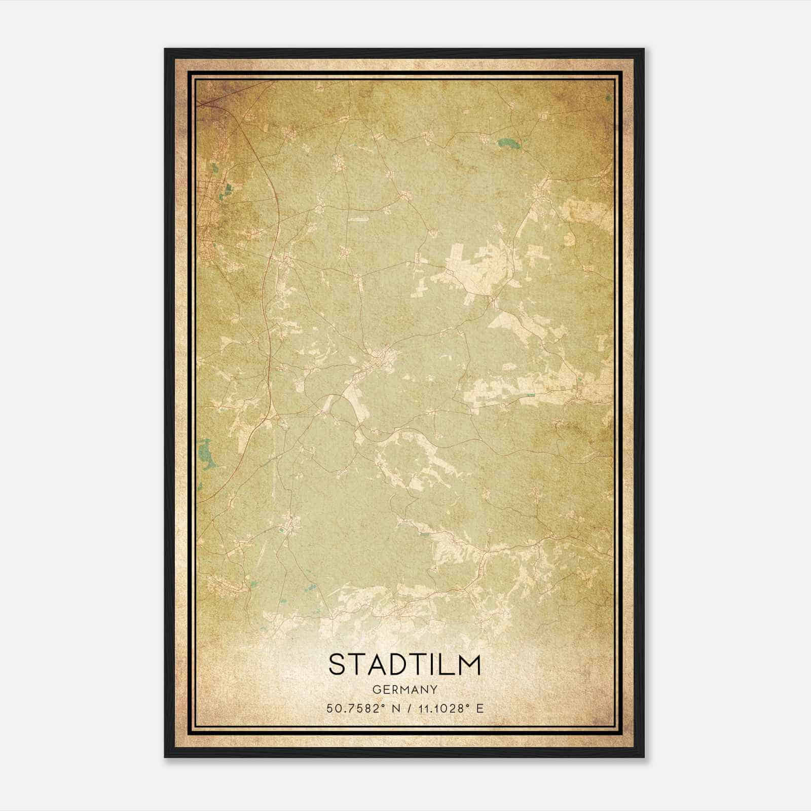 Vintage Stadtilm Germany Map Poster, Stadtilm City Road Wall Art Print