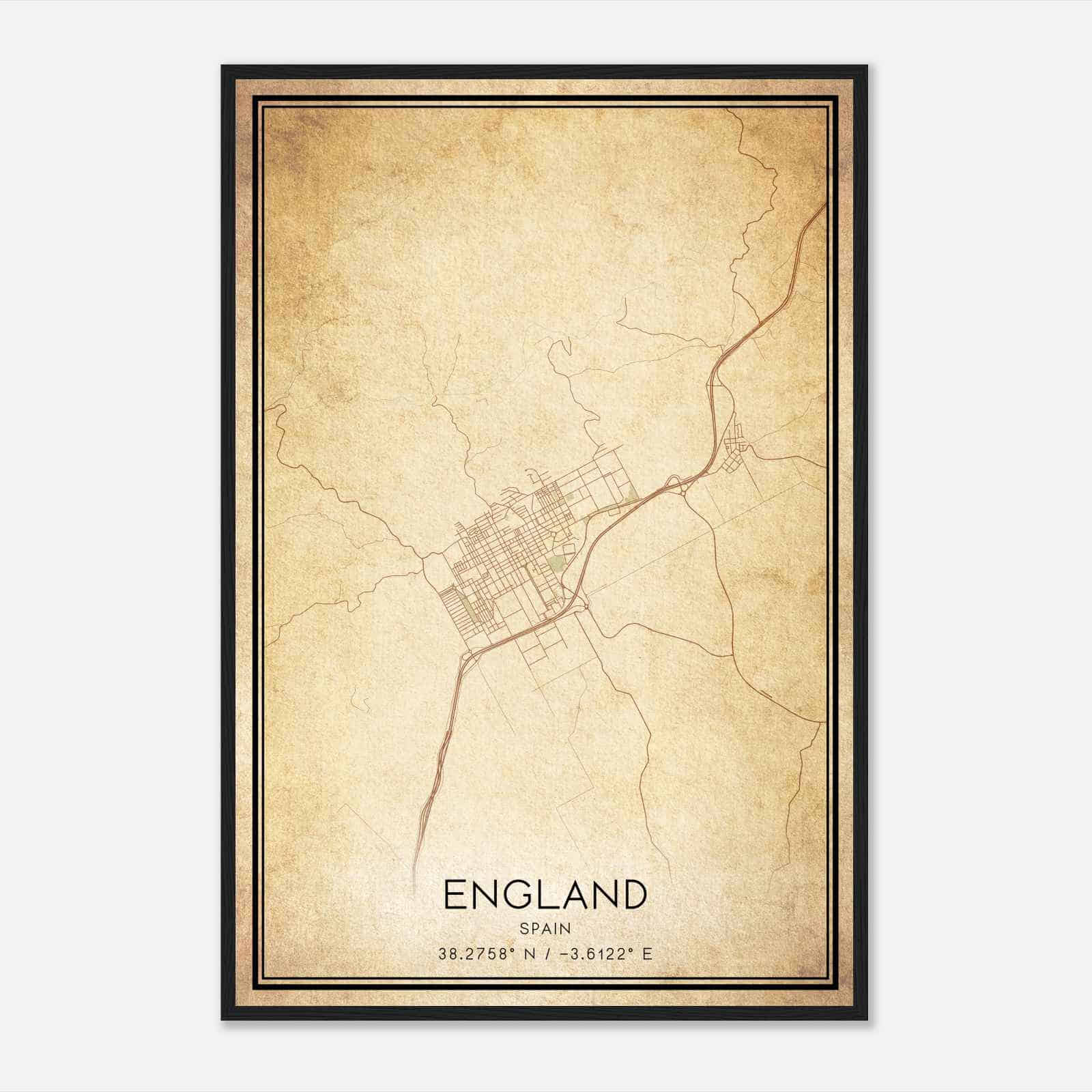 Vintage La Carolina Spain Map Poster, La Carolina City Road Wall Art Print