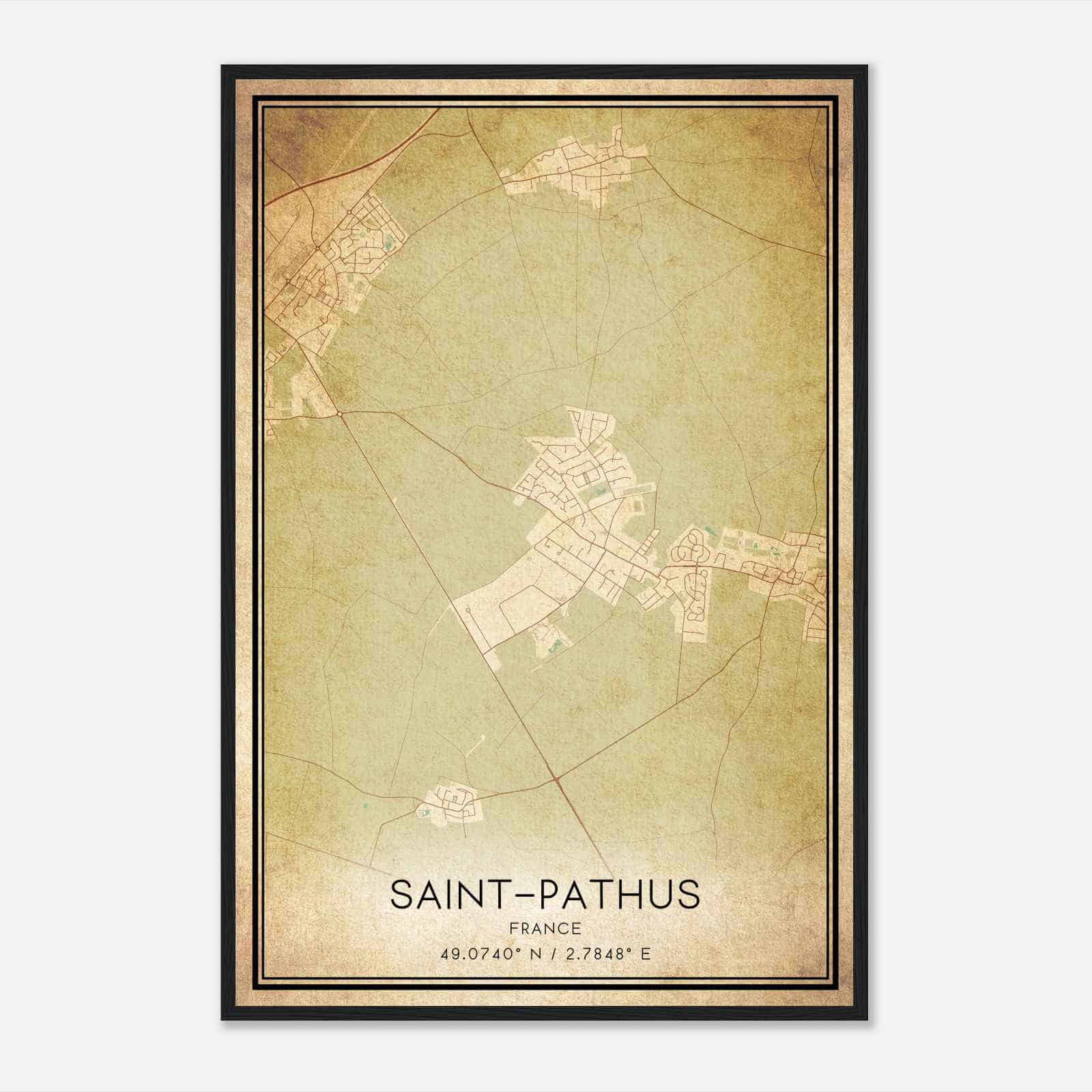 Vintage Saint-Pathus France Map Poster, Saint-Pathus City Road Wall Art Print
