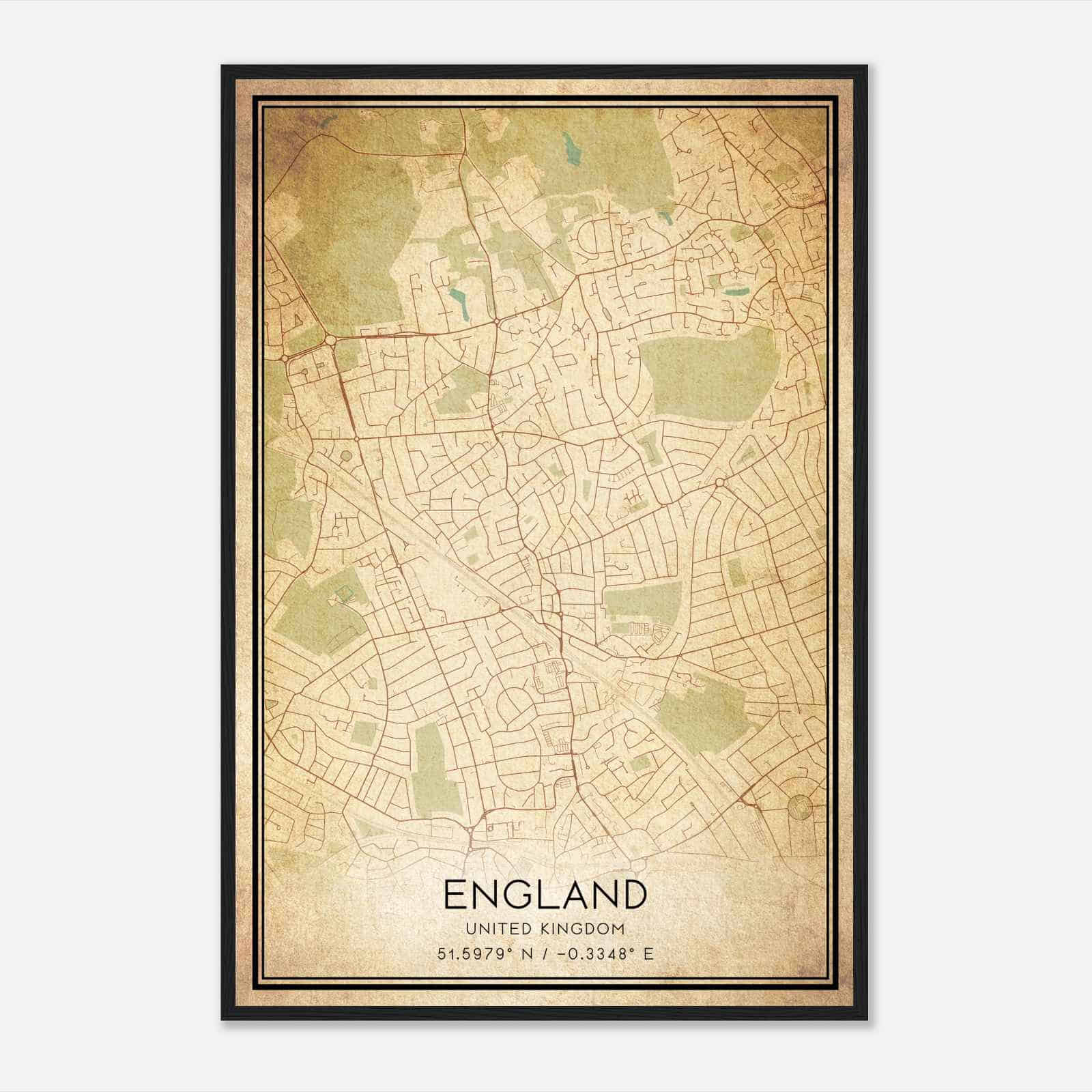 Vintage Wealdstone United Kingdom Map Poster, Wealdstone City Road Wall Art Print