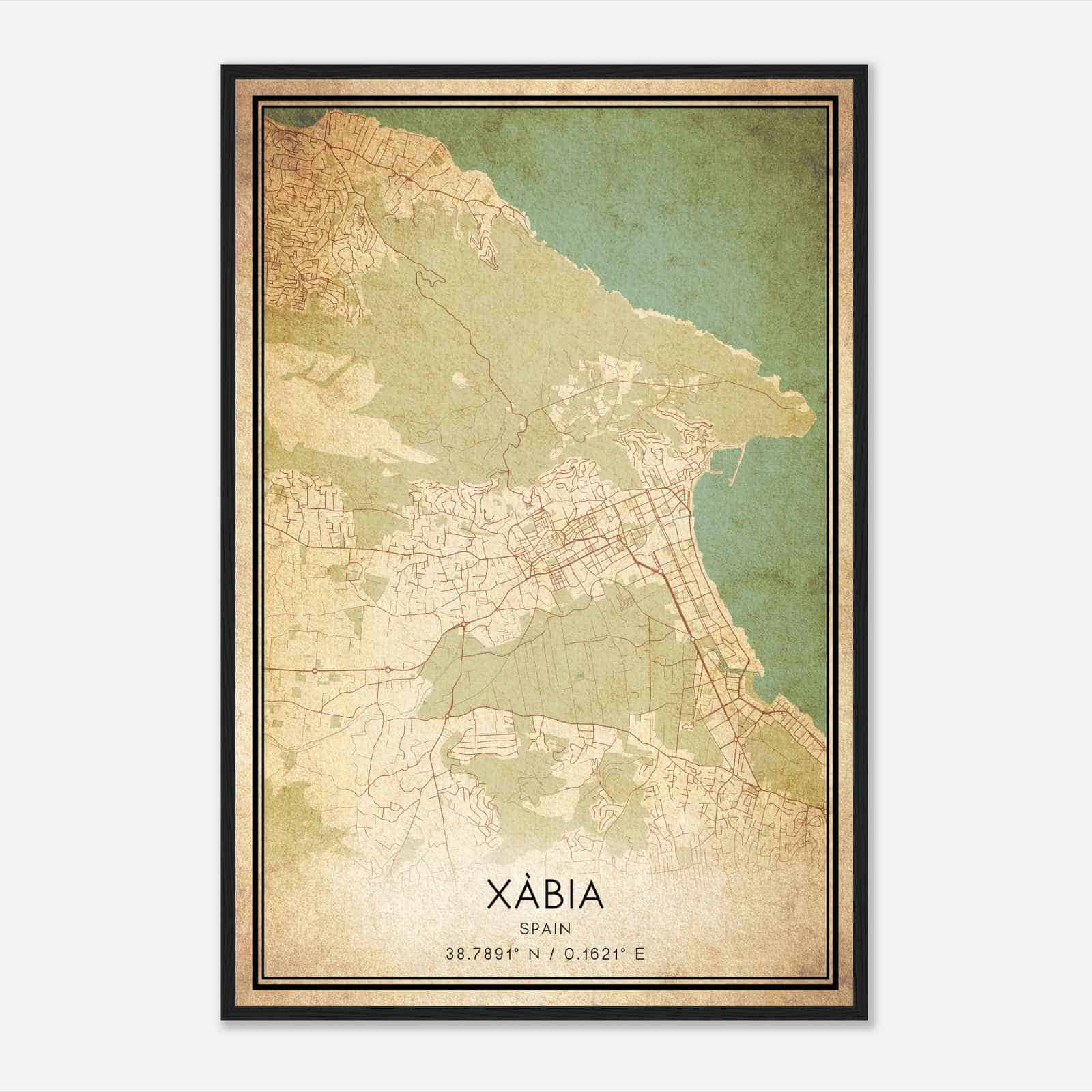 Vintage Javea Spain Map Poster, Javea City Road Wall Art Print Vintage Javea Spain Map Poster, Javea City Road Wall Art Print