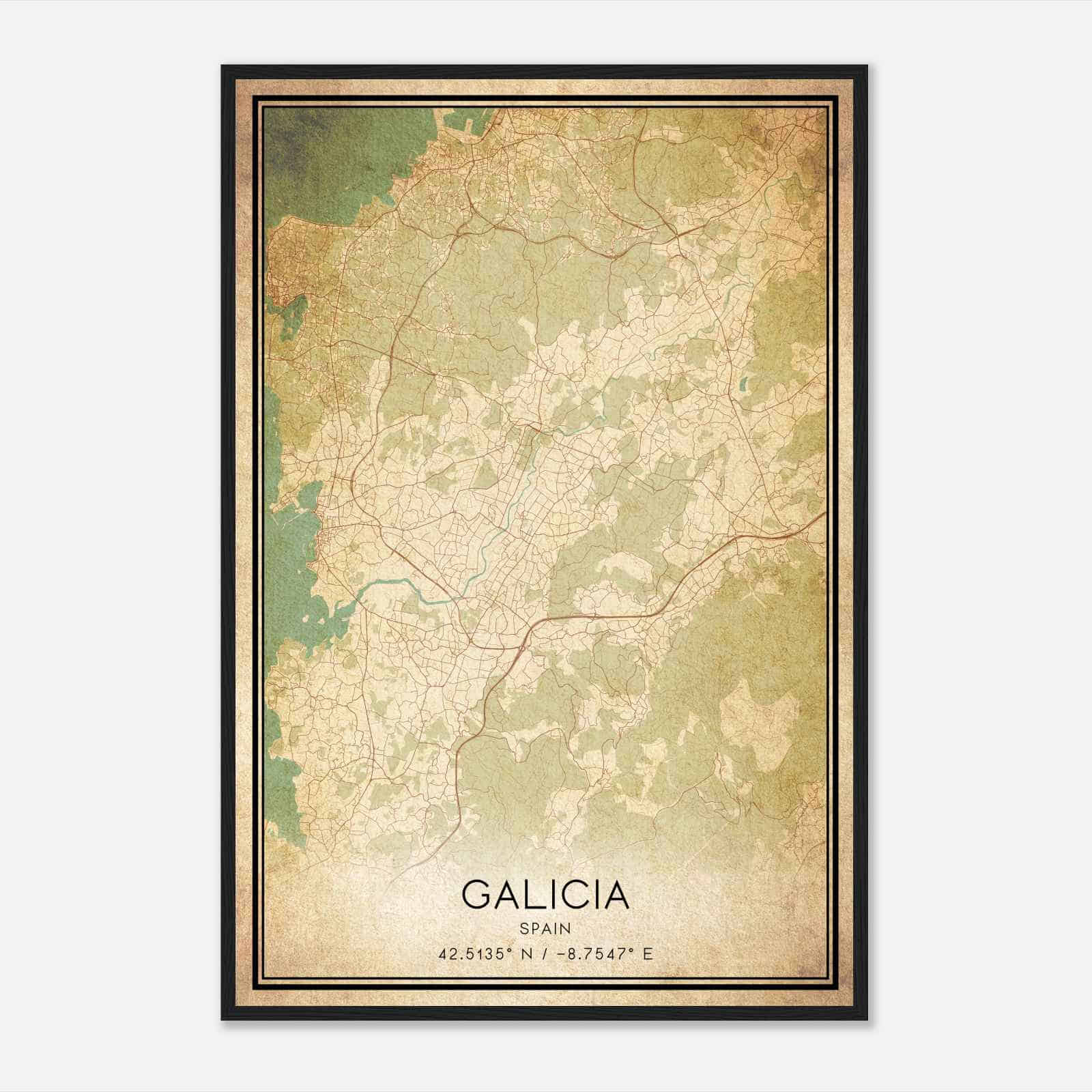 Vintage Ribadumia Spain Map Poster, Ribadumia City Road Wall Art Print