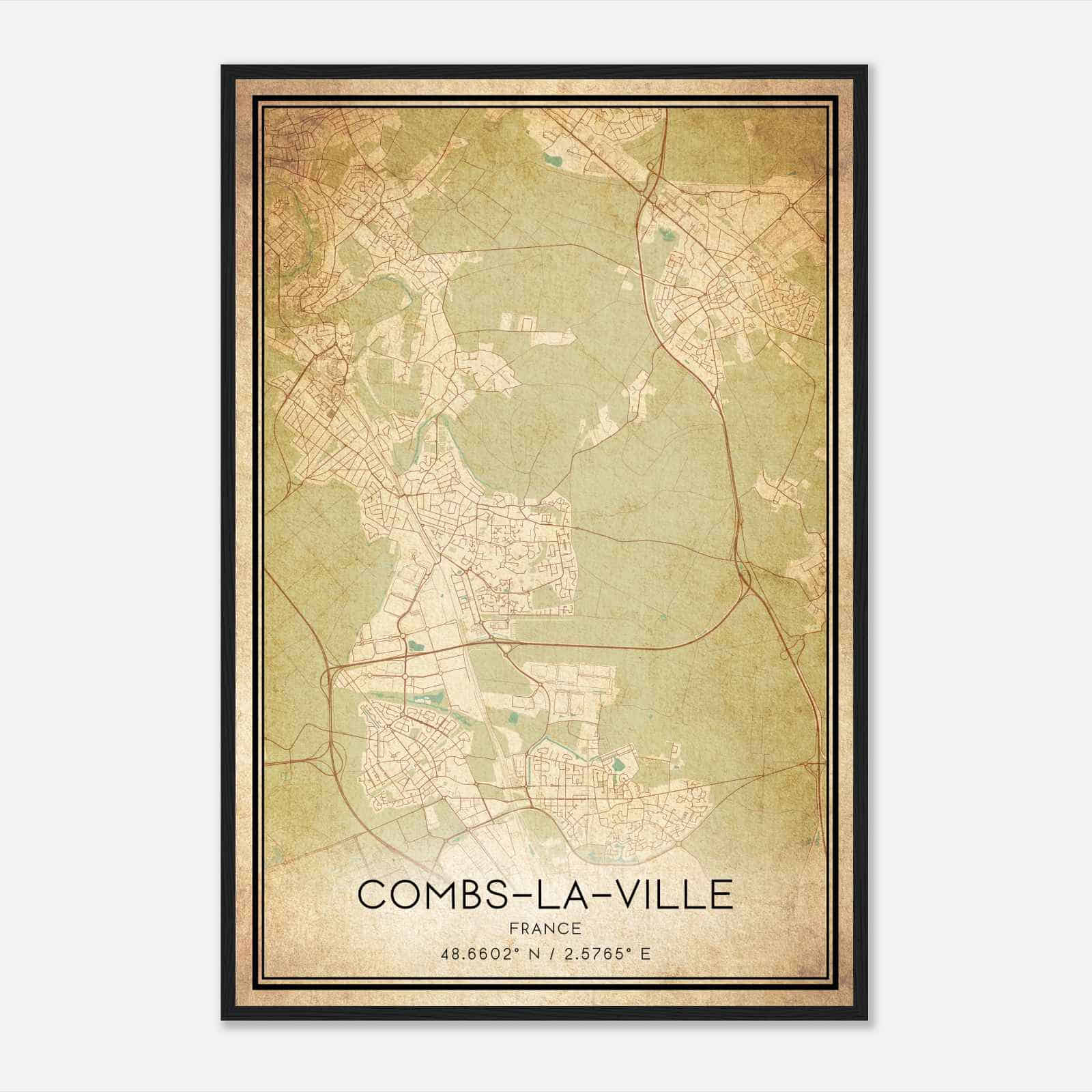 Vintage Combs-la-Ville France Map Poster, Combs-la-Ville City Road Wall Art Print Vintage Combs-la-Ville France Map Poster, Combs-la-Ville City Road Wall Art Print