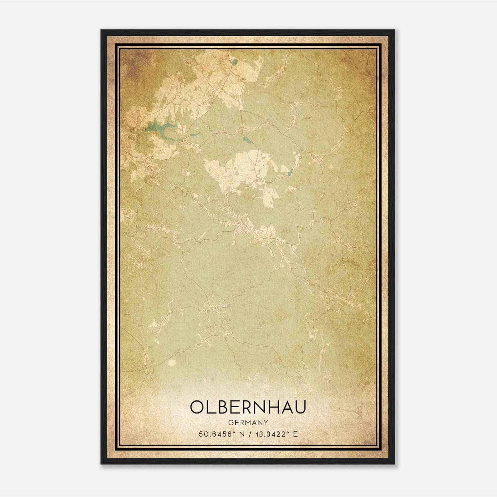 Vintage Olbernhau Germany Map Poster, Olbernhau City Road Wall Art Print