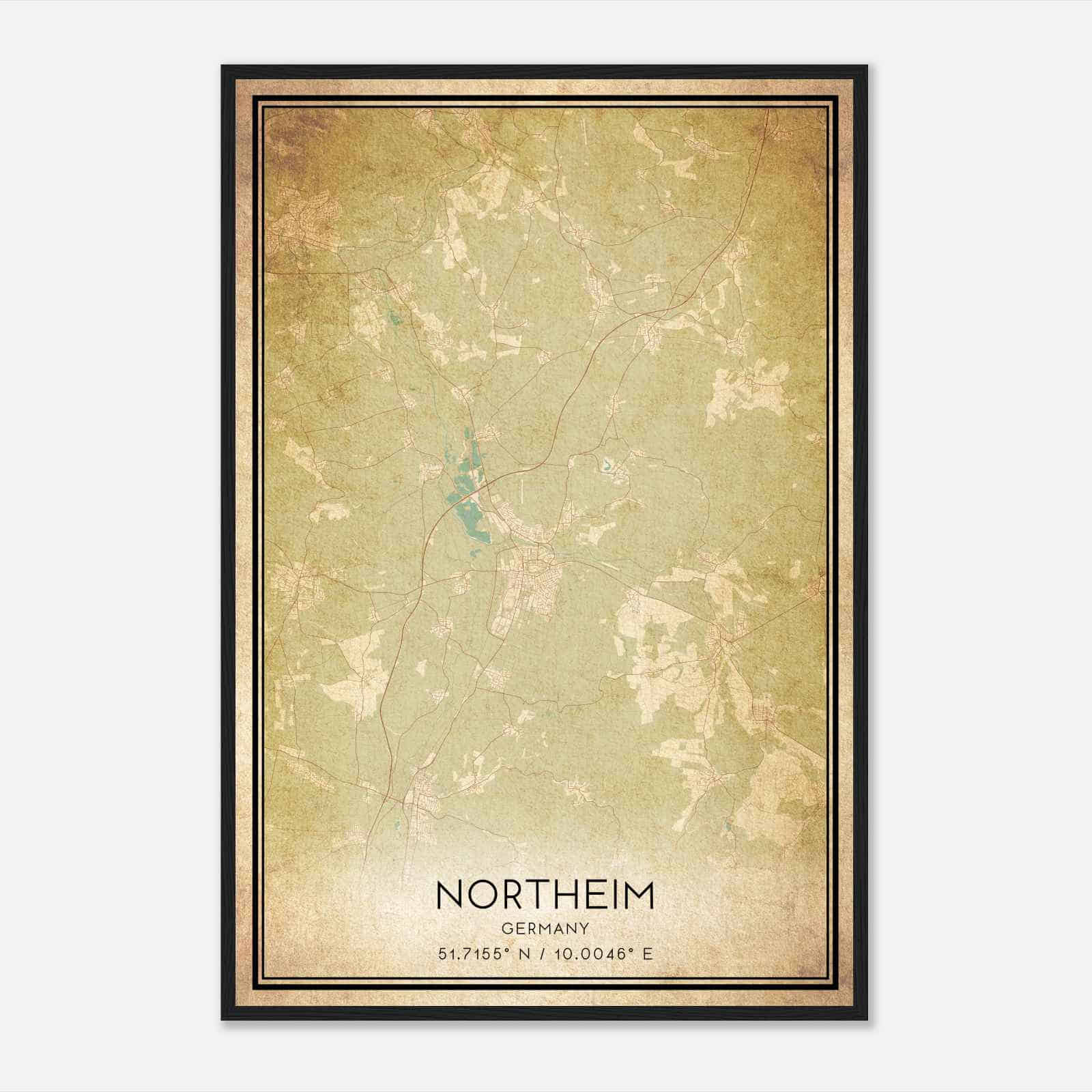 Vintage Northeim Germany Map Poster, Northeim City Road Wall Art Print