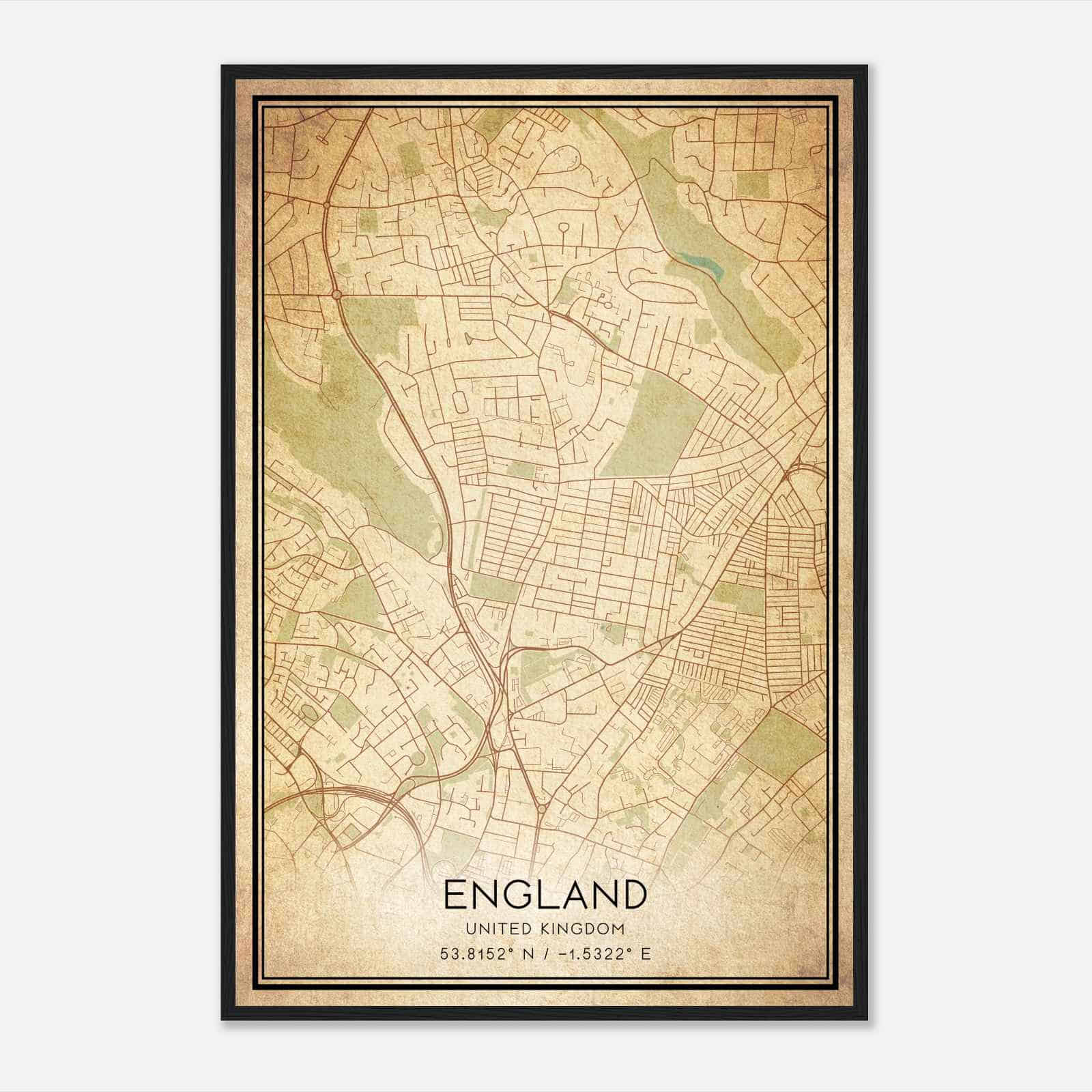 Vintage Chapeltown United Kingdom Map Poster, Chapeltown City Road Wall Art Print