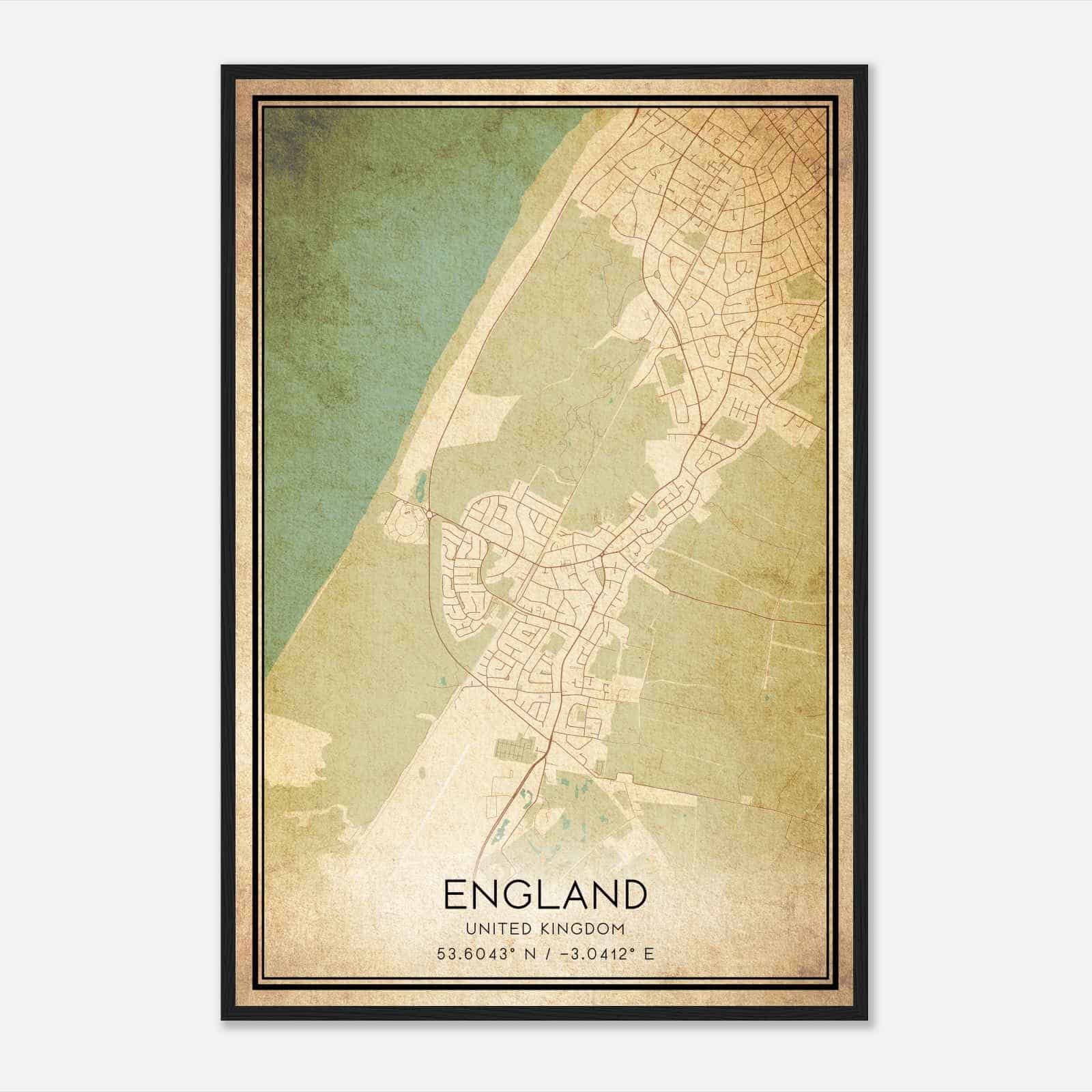 Vintage Ainsdale United Kingdom Map Poster, Ainsdale City Road Wall Art Print