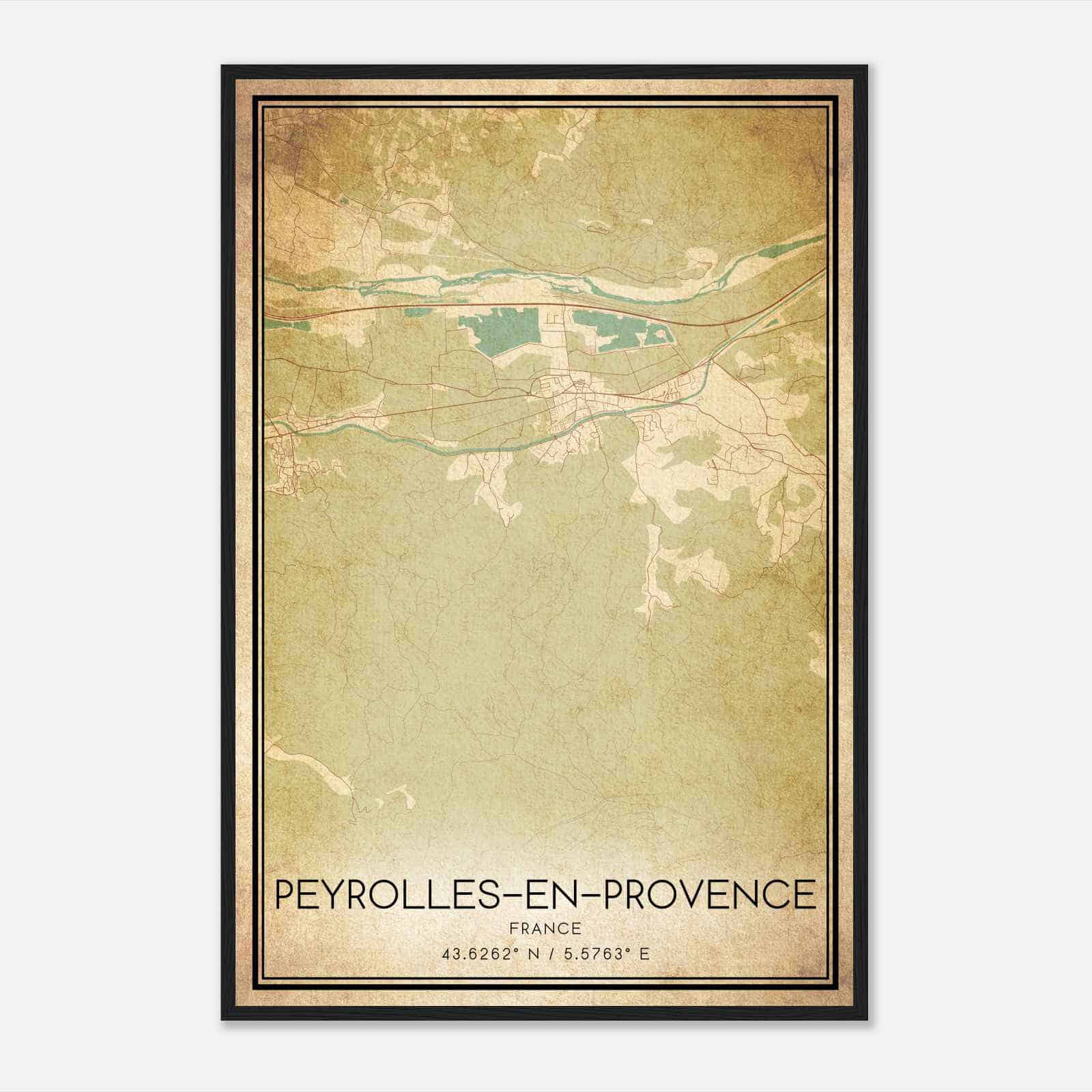 Vintage Peyrolles-en-Provence France Map Poster, Peyrolles-en-Provence City Road Wall Art Print