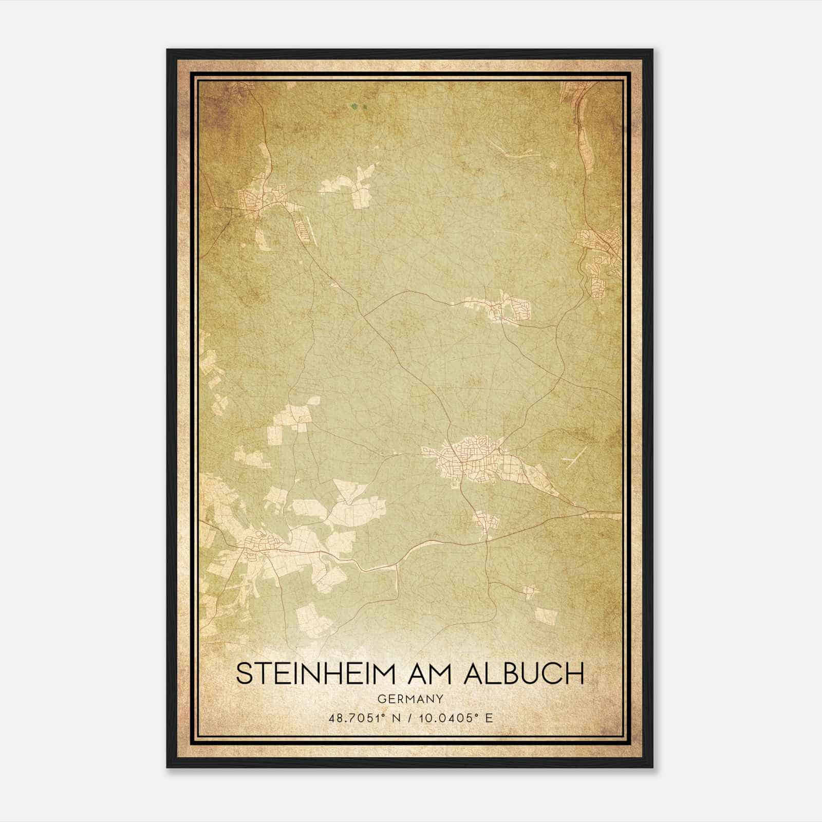 Vintage Steinheim am Albuch Germany Map Poster, Steinheim am Albuch City Road Wall Art Print