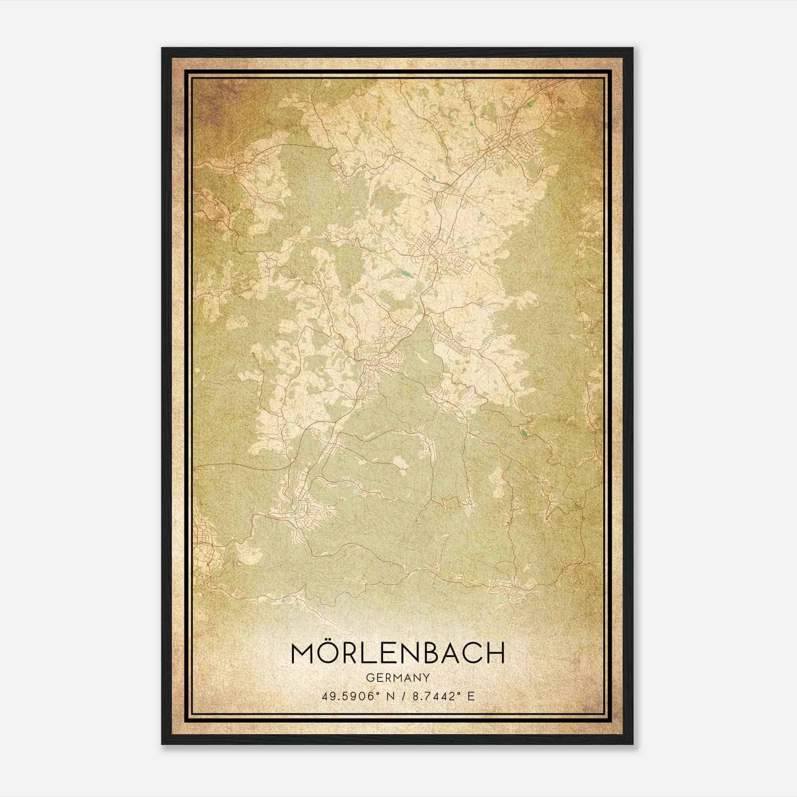 Vintage Morlenbach Germany Map Poster, Morlenbach City Road Wall Art Print