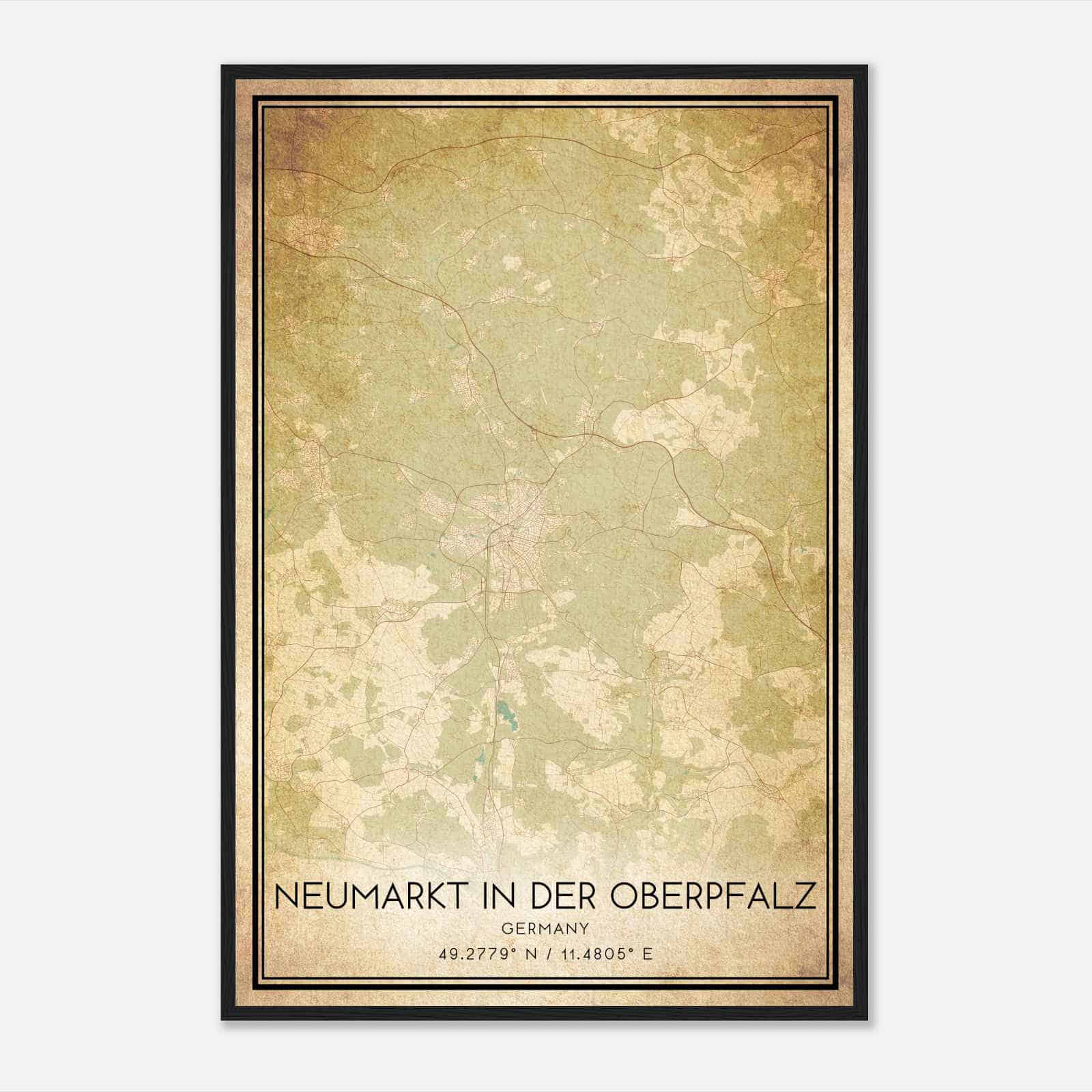 Vintage Neumarkt Germany Map Poster, Neumarkt City Road Wall Art Print