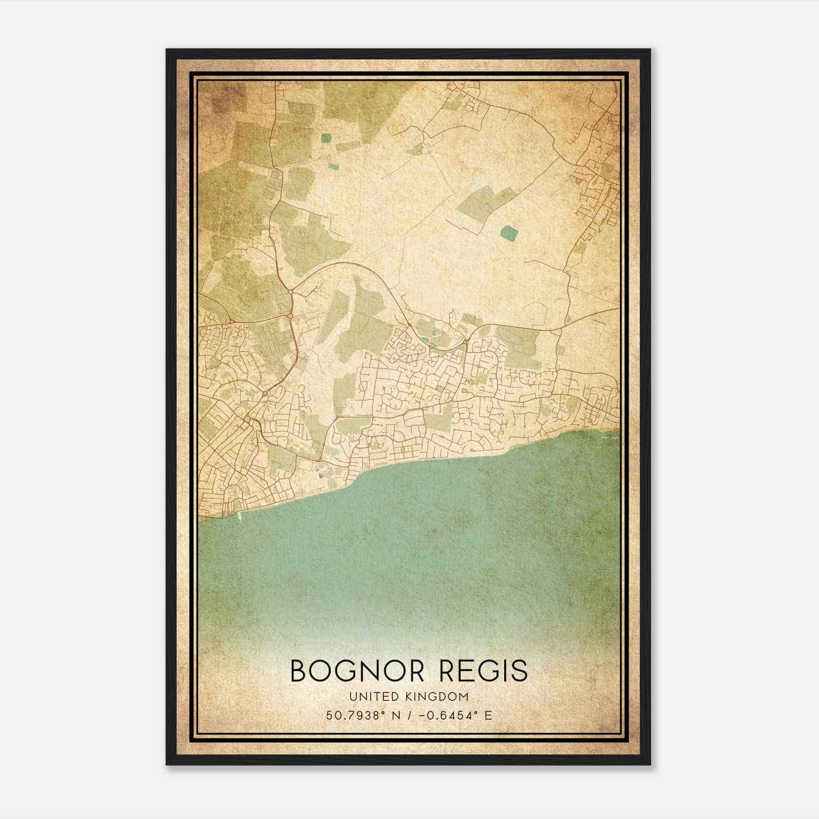 Vintage Felpham United Kingdom Map Poster, Felpham City Road Wall Art Print