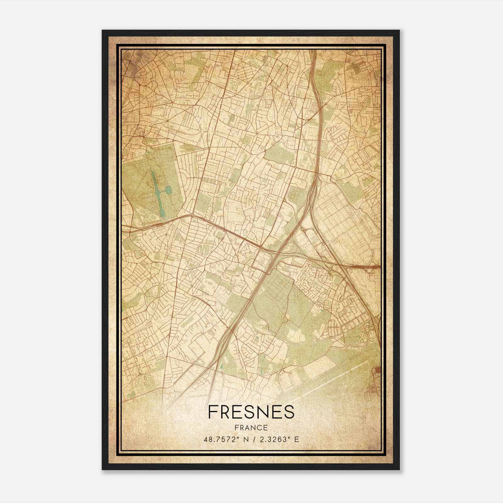 Vintage Fresnes France Map Poster, Fresnes City Road Wall Art Print Vintage Fresnes France Map Poster, Fresnes City Road Wall Art Print