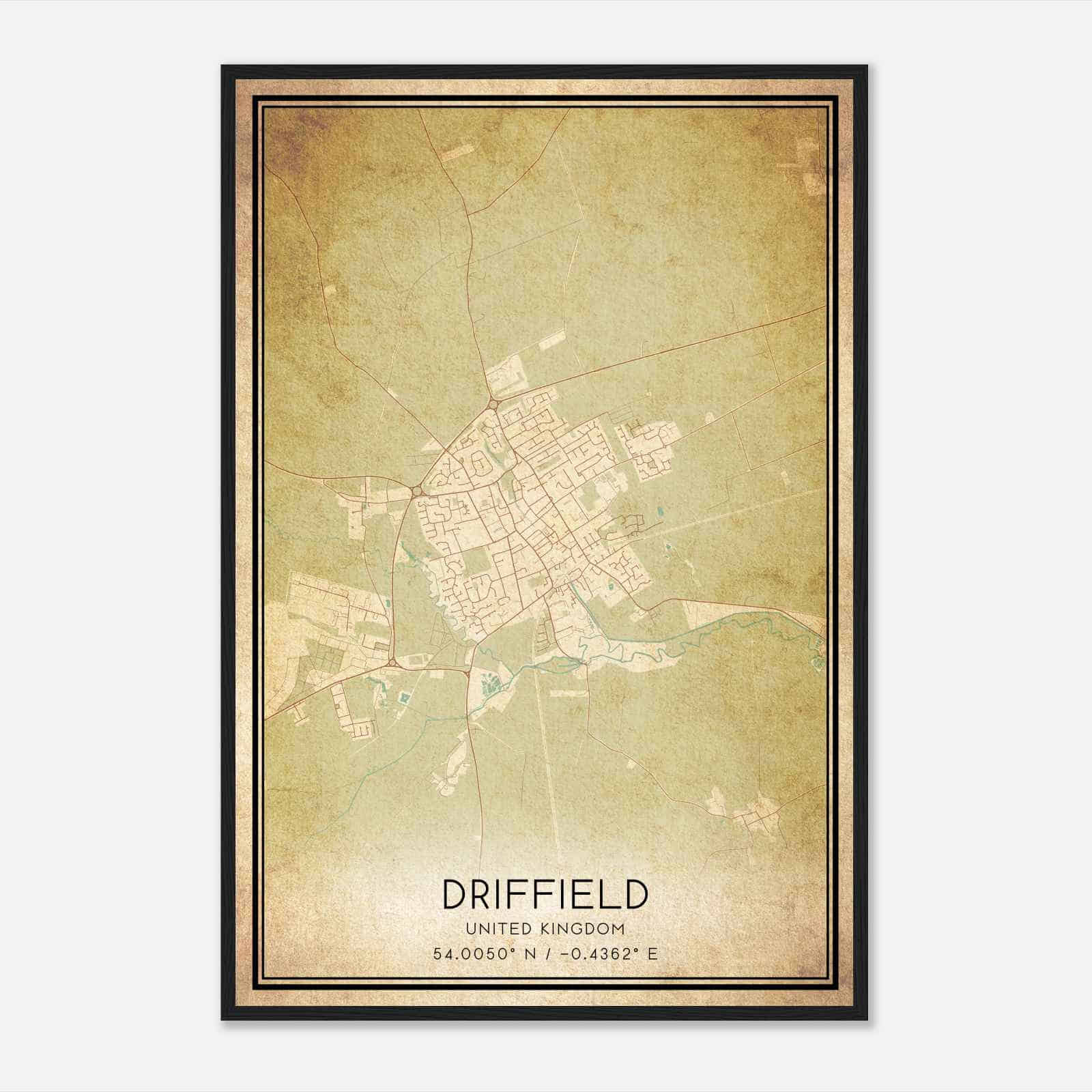 Vintage Great Driffield United Kingdom Map Poster, Great Driffield City Road Wall Art Print Vintage Great Driffield United Kingdom Map Poster, Great Driffield City Road Wall Art Print