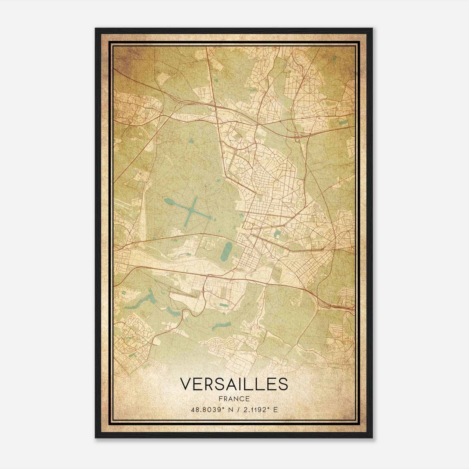 Vintage Versailles France Map Poster, Versailles City Road Wall Art Print