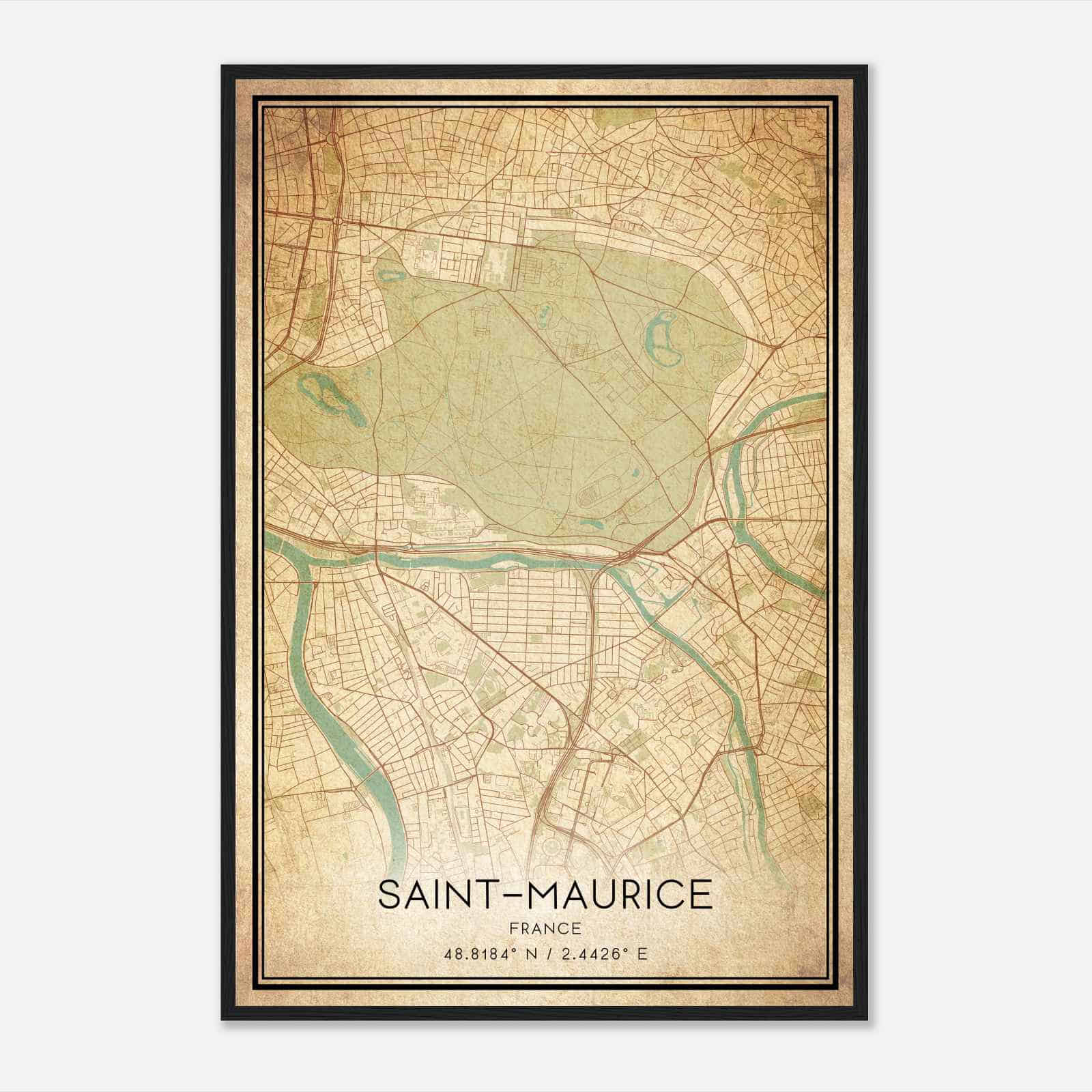 Vintage Saint-Maurice France Map Poster, Saint-Maurice City Road Wall Art Print