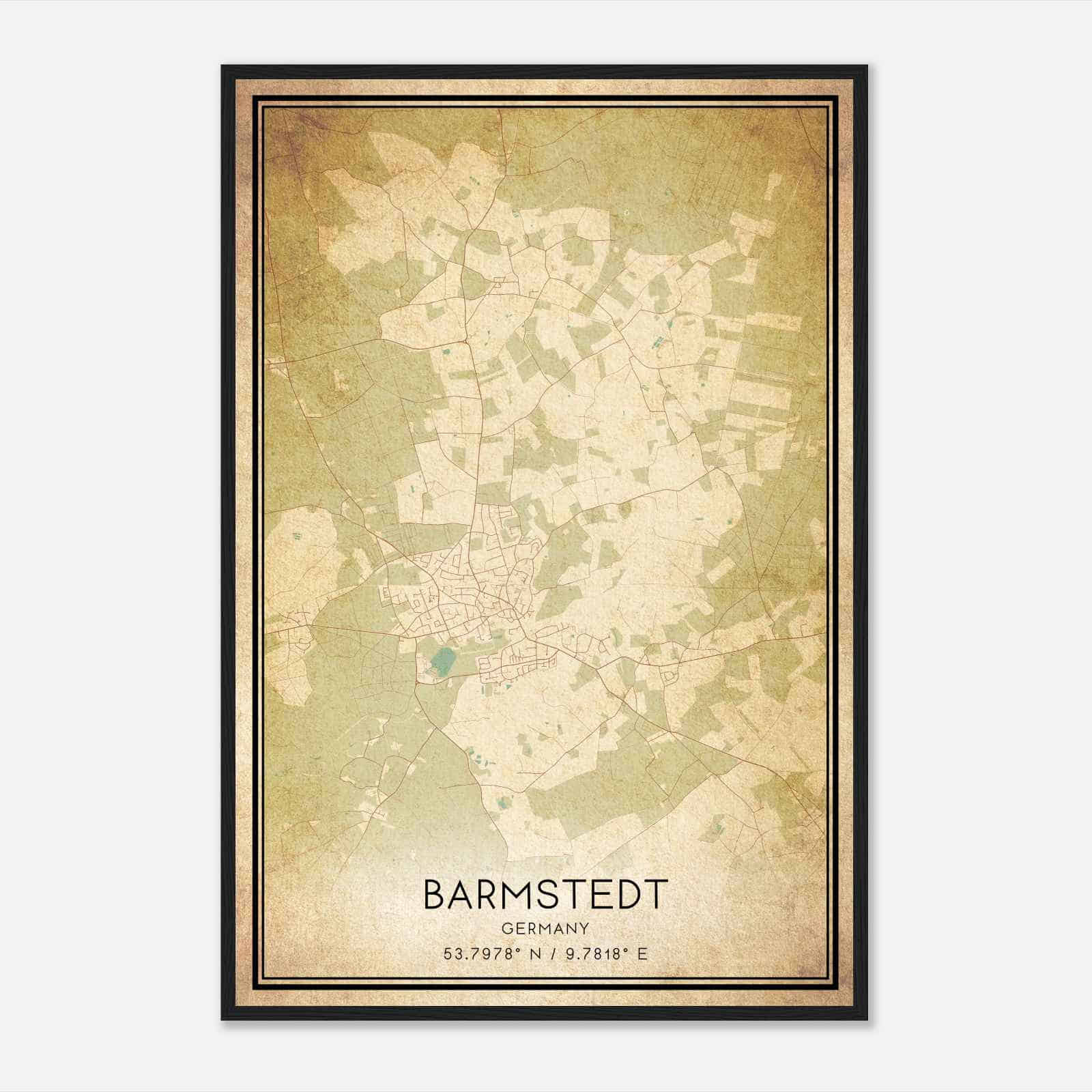 Vintage Barmstedt Germany Map Poster, Barmstedt City Road Wall Art Print