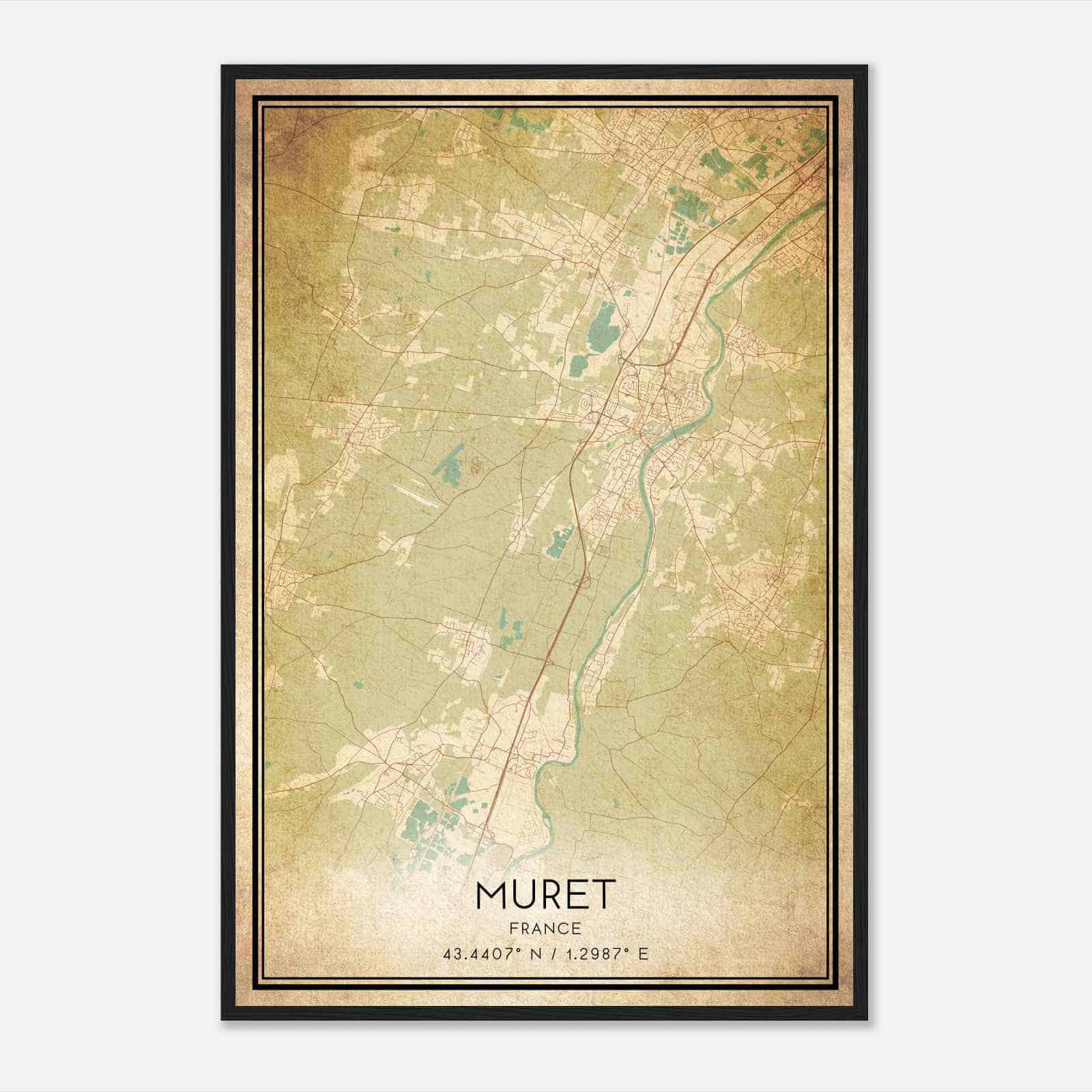 Vintage Muret France Map Poster, Muret City Road Wall Art Print