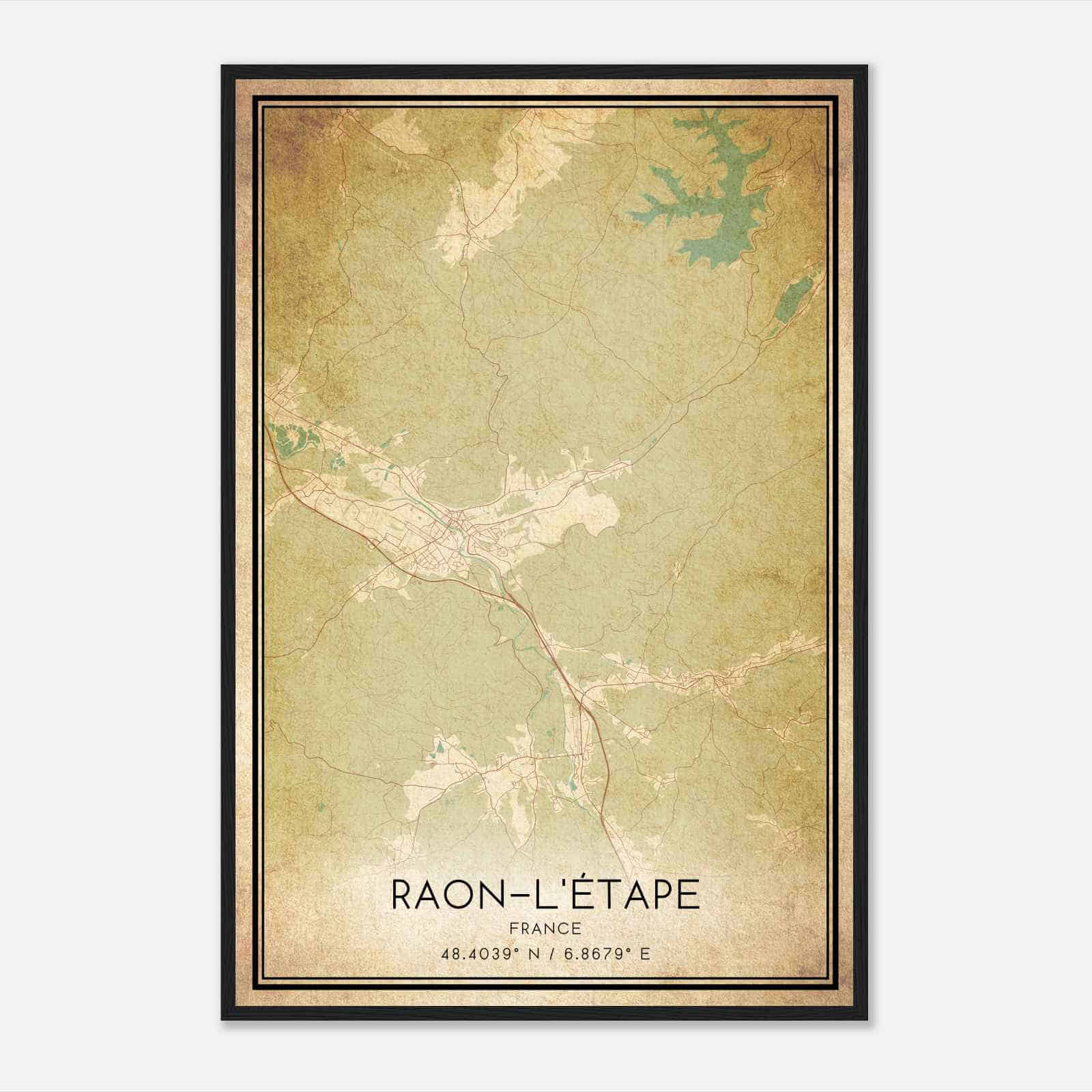 Vintage Raon-l’Etape France Map Poster, Raon-l’Etape City Road Wall Art Print