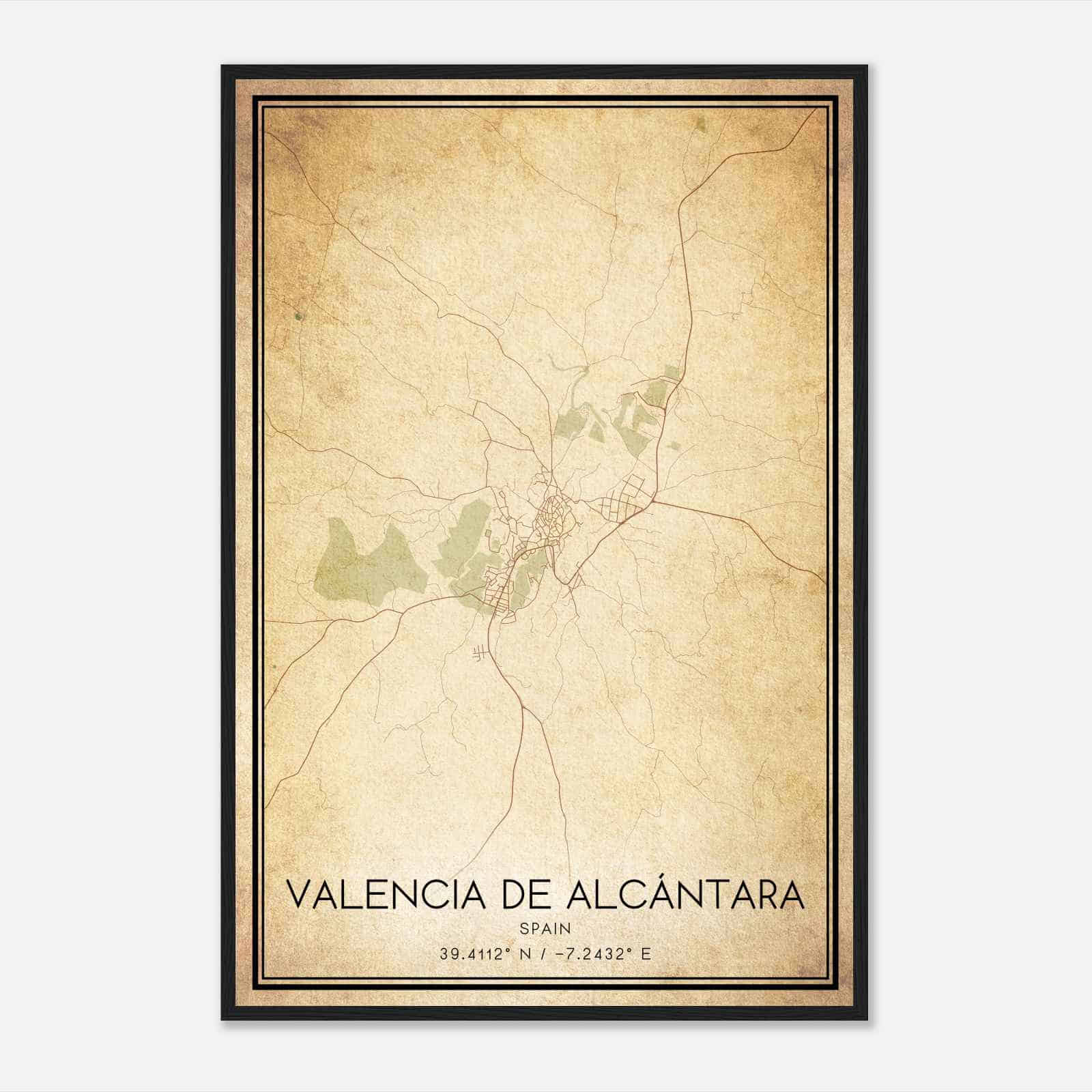 Vintage Valencia de Alcantara Spain Map Poster, Valencia de Alcantara City Road Wall Art Print Vintage Valencia de Alcantara Spain Map Poster, Valencia de Alcantara City Road Wall Art Print