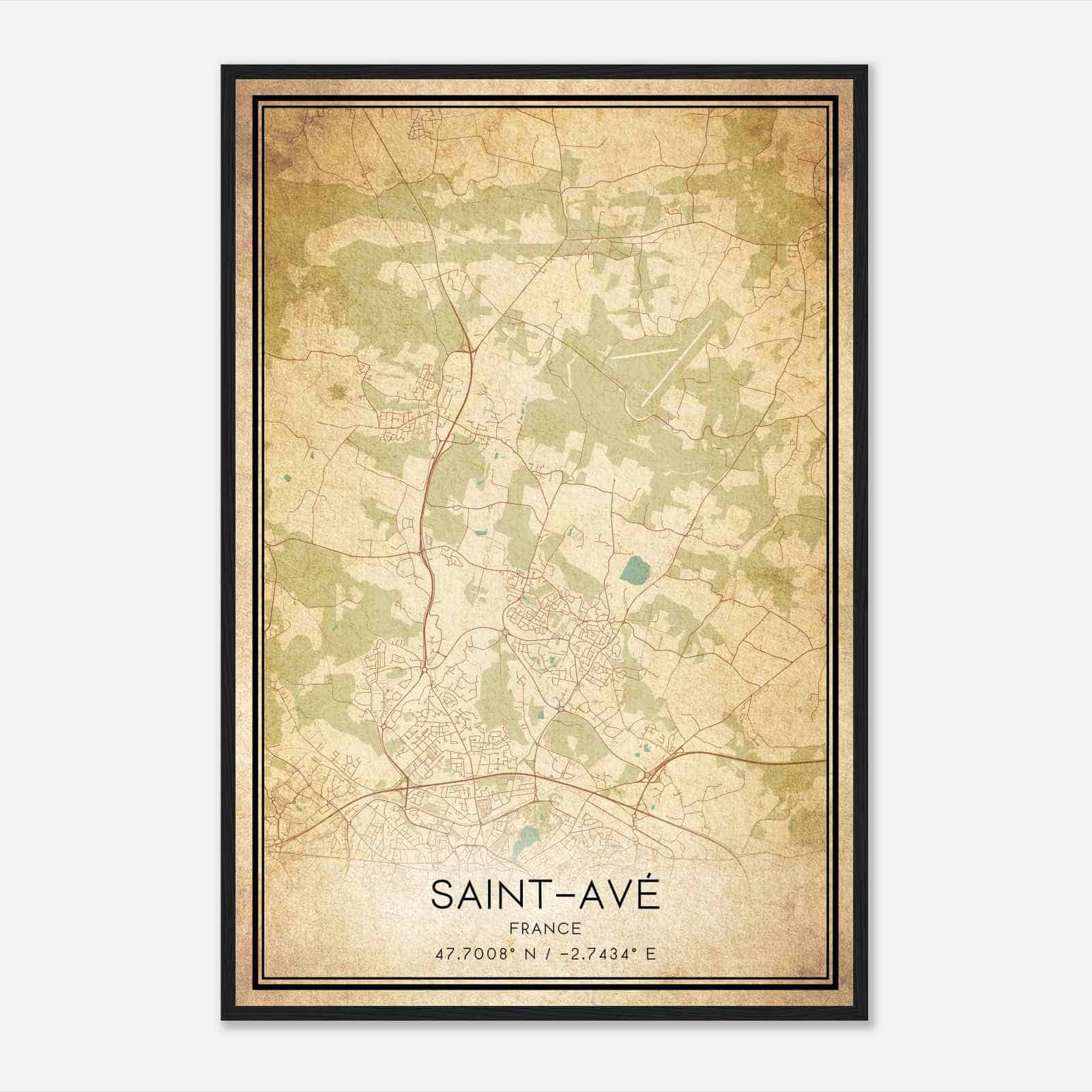 Vintage Saint-Ave France Map Poster, Saint-Ave City Road Wall Art Print