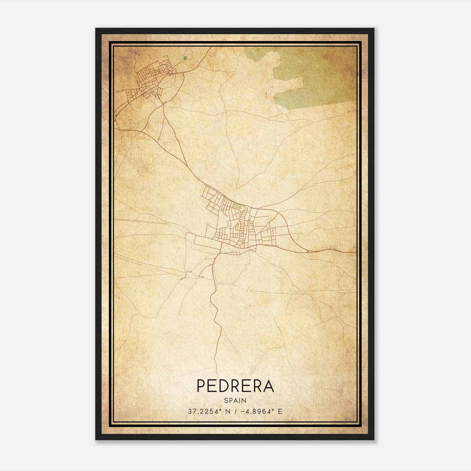 Vintage Pedrera Spain Map Poster, Pedrera City Road Wall Art Print