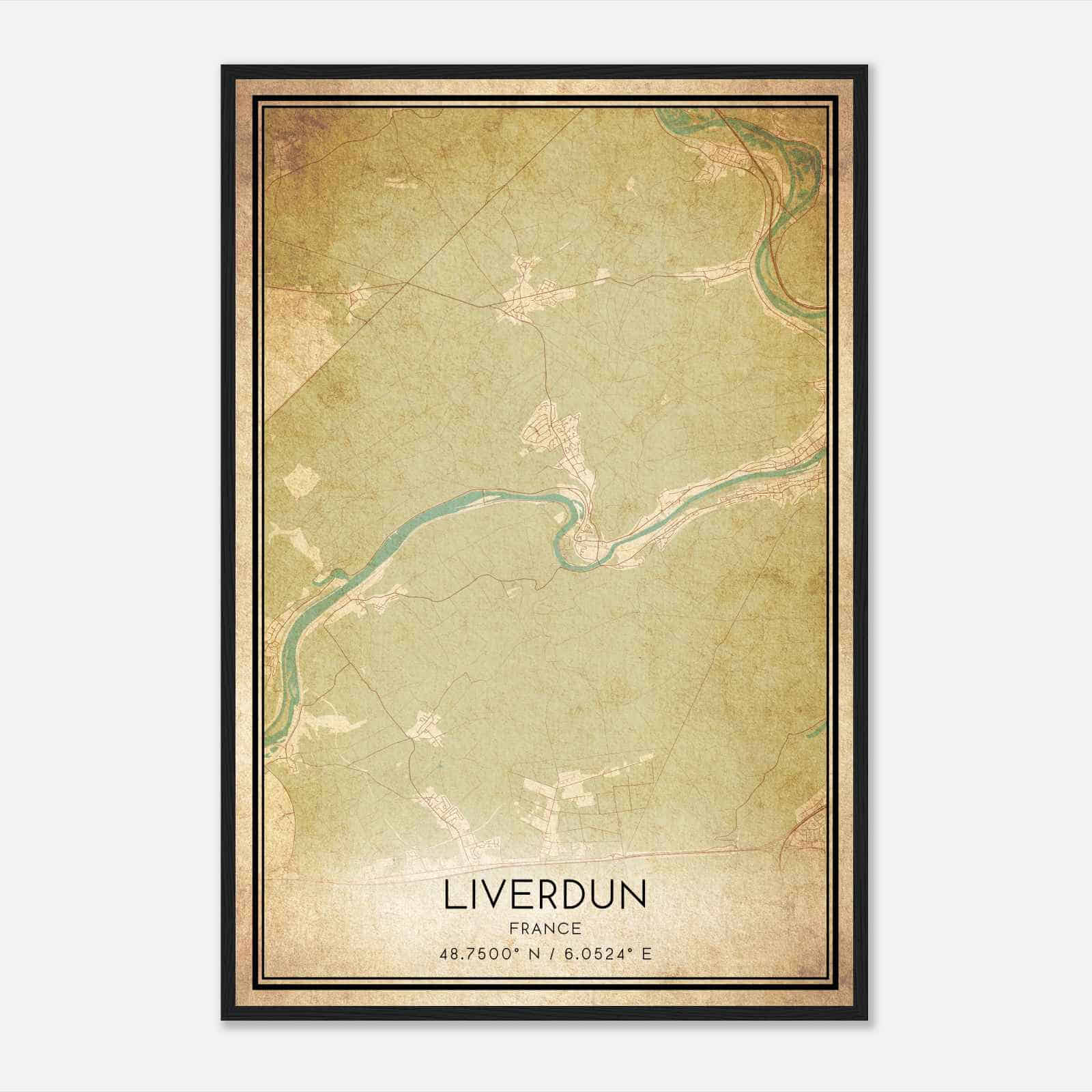 Vintage Liverdun France Map Poster, Liverdun City Road Wall Art Print