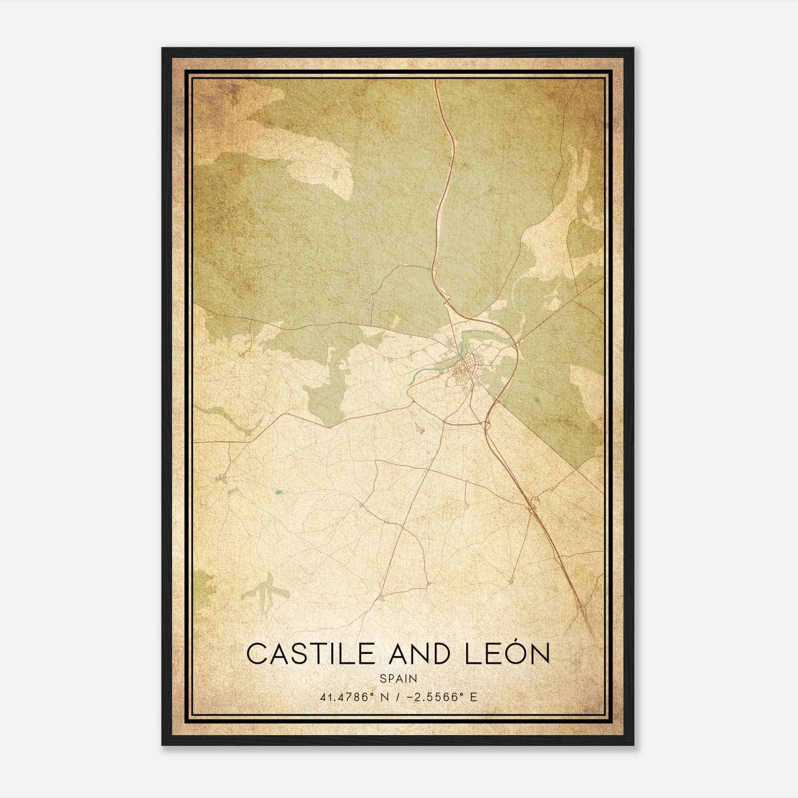 Vintage Almazan Spain Map Poster, Almazan City Road Wall Art Print