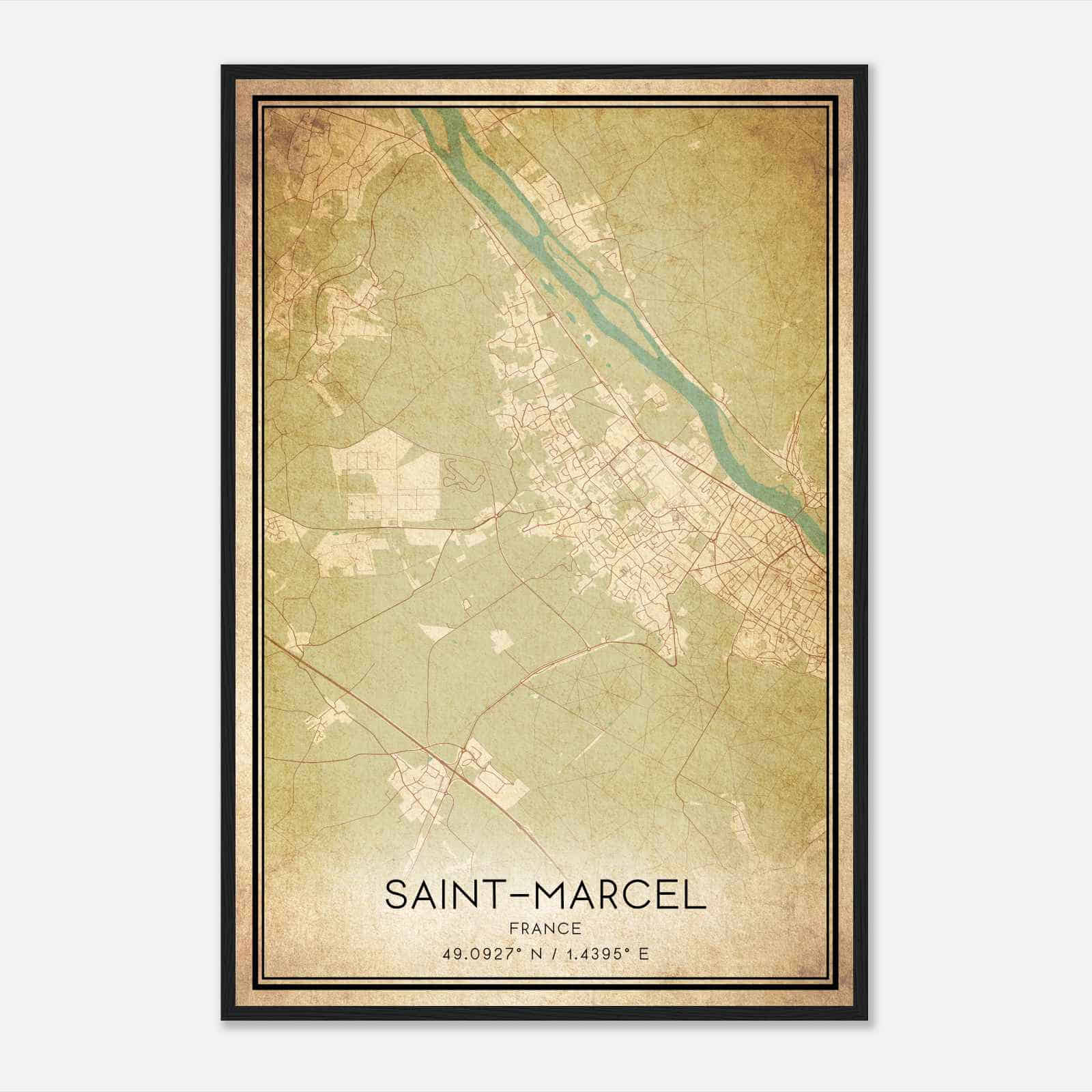 Vintage Saint-Marcel France Map Poster, Saint-Marcel City Road Wall Art Print