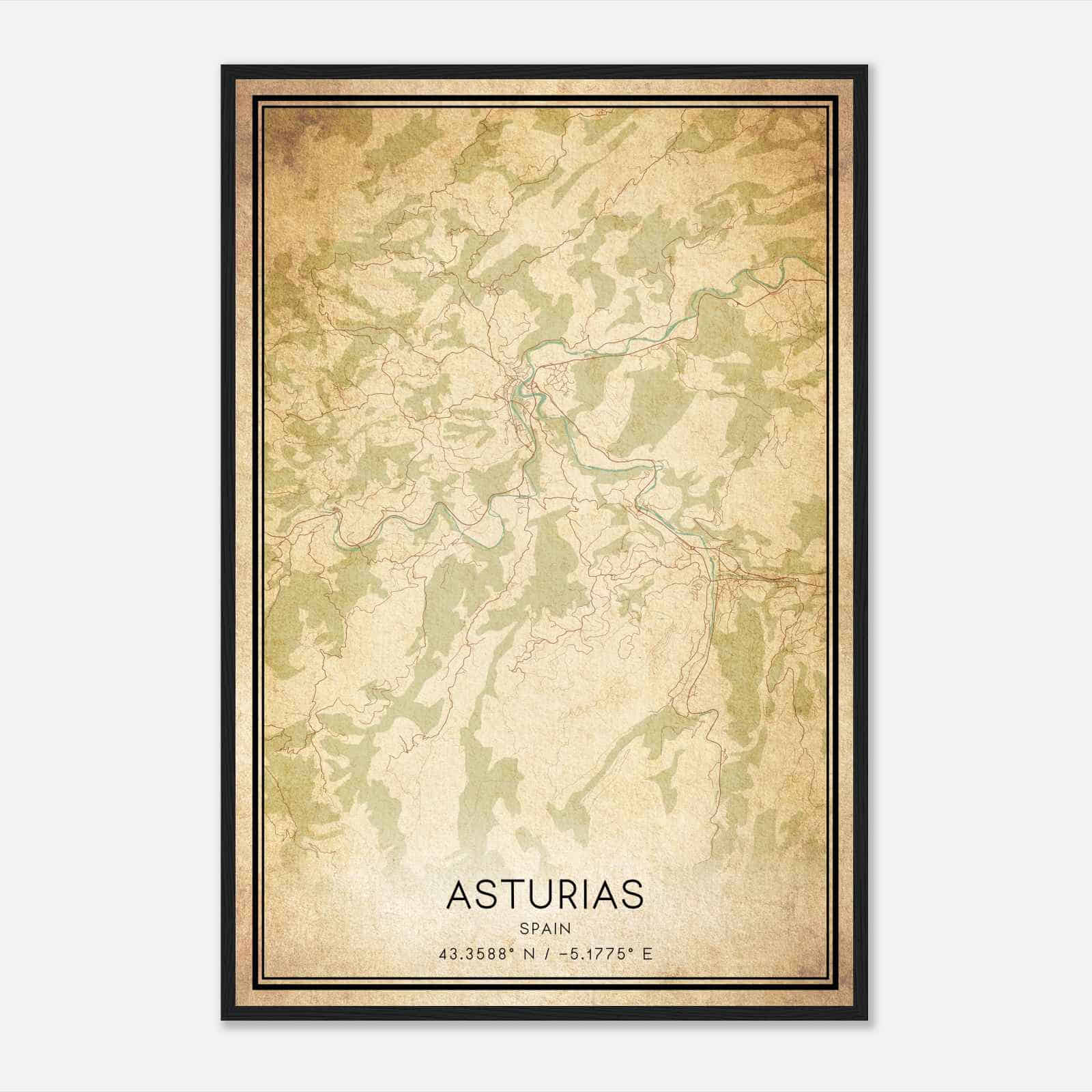 Vintage Parres Spain Map Poster, Parres City Road Wall Art Print