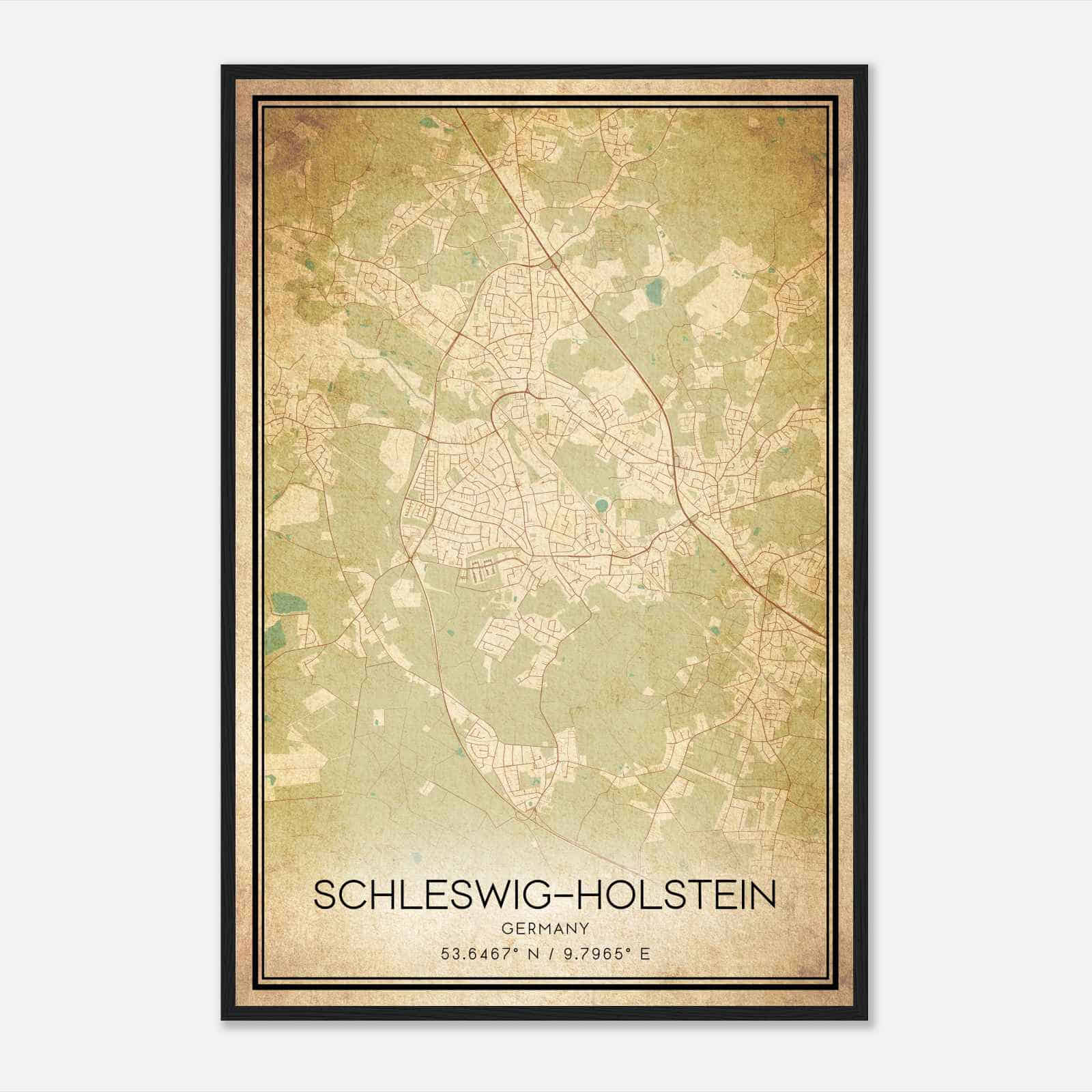 Vintage Pinneberg Germany Map Poster, Pinneberg City Road Wall Art Print