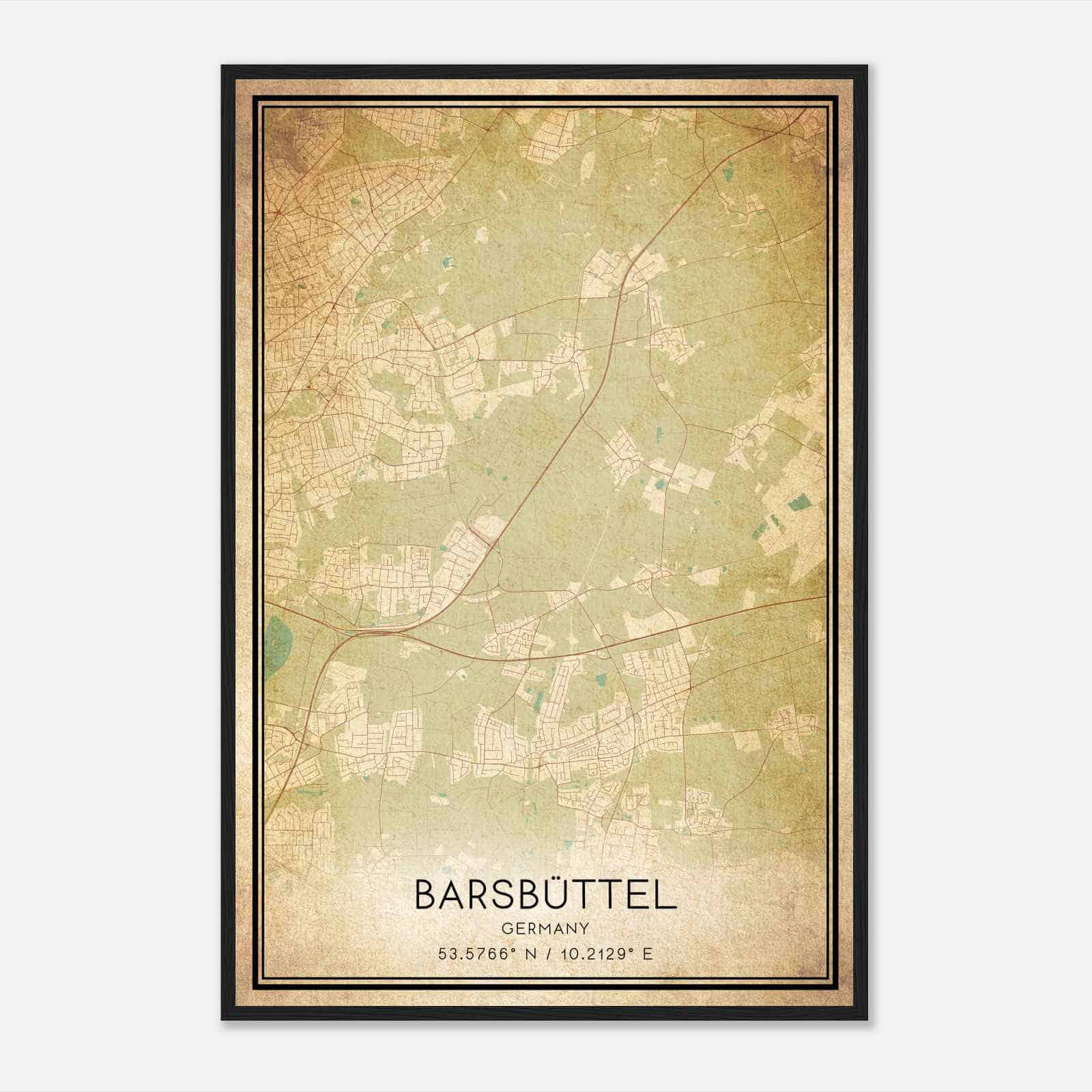 Vintage Barsbuttel Germany Map Poster, Barsbuttel City Road Wall Art Print