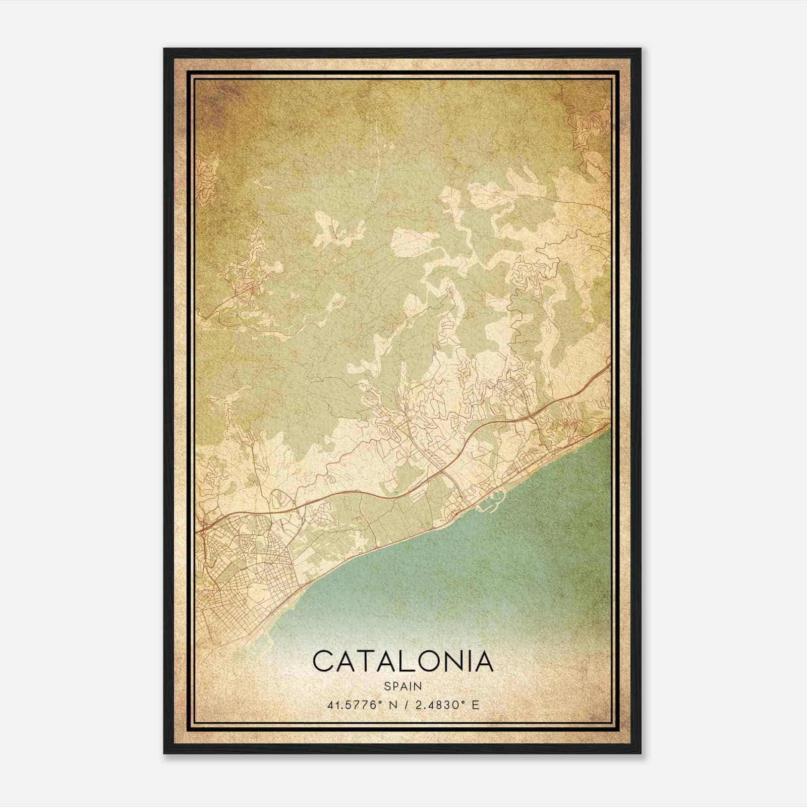 Vintage San Andres de Llevaneras Spain Map Poster, San Andres de Llevaneras City Road Wall Art Print