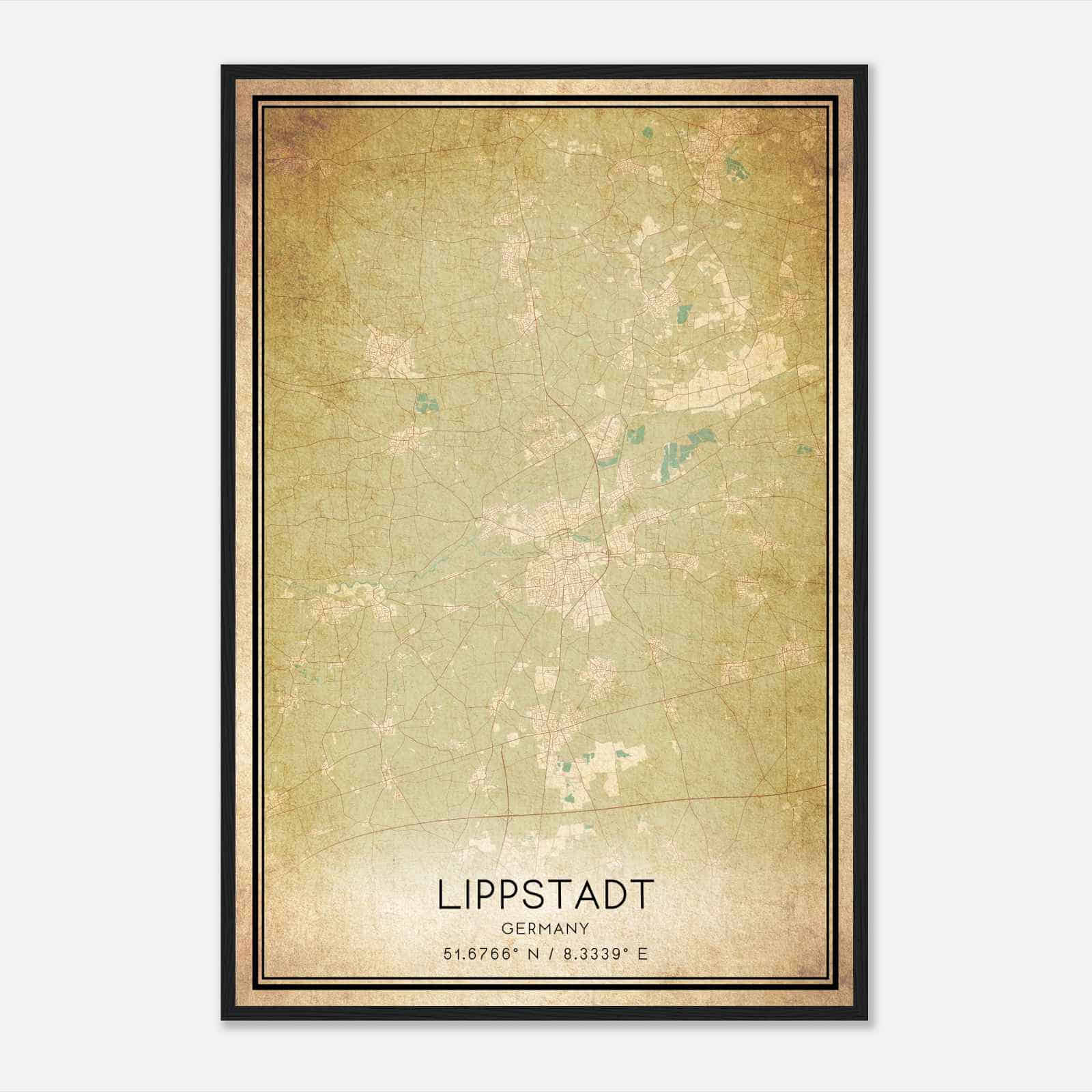 Vintage Lippstadt Germany Map Poster, Lippstadt City Road Wall Art Print