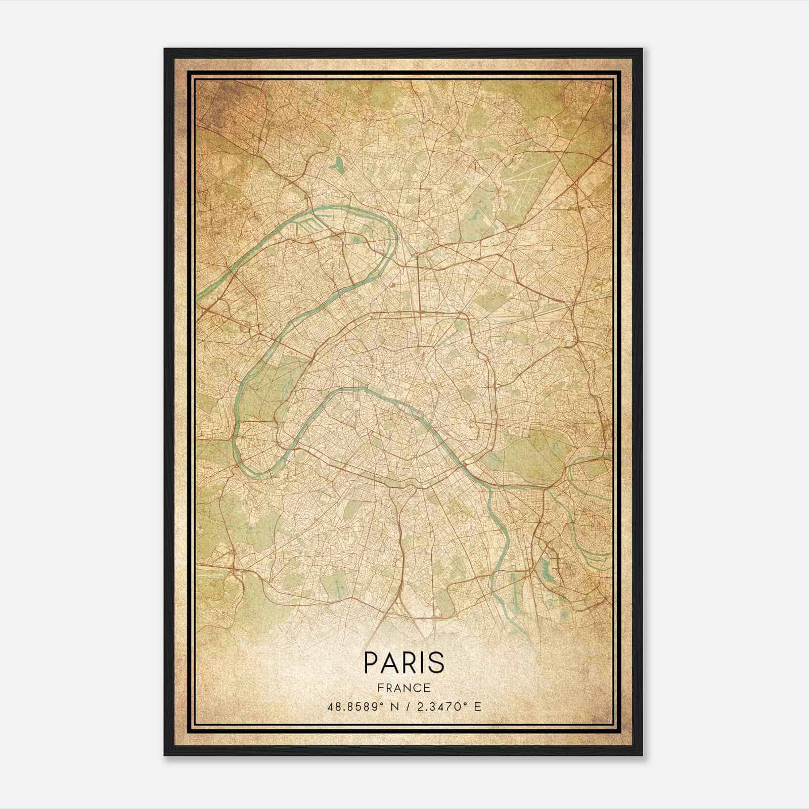 Vintage Paris France Map Poster, Paris City Road Wall Art Print Vintage Paris France Map Poster, Paris City Road Wall Art Print