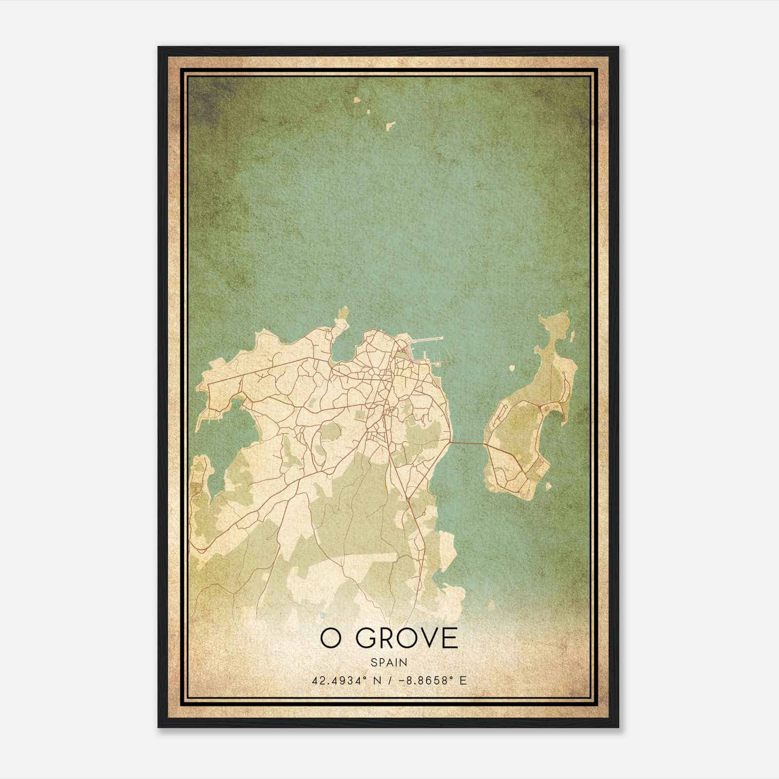 Vintage Grove Spain Map Poster, Grove City Road Wall Art Print