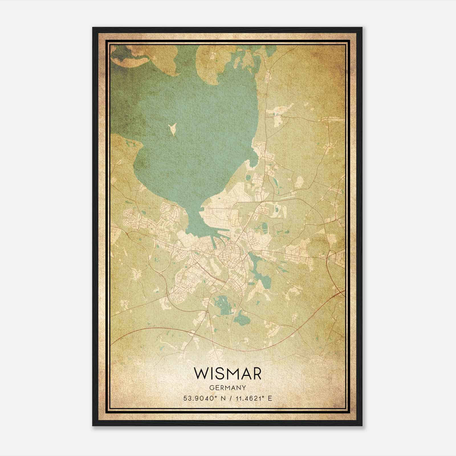 Vintage Wissmar Germany Map Poster, Wissmar City Road Wall Art Print