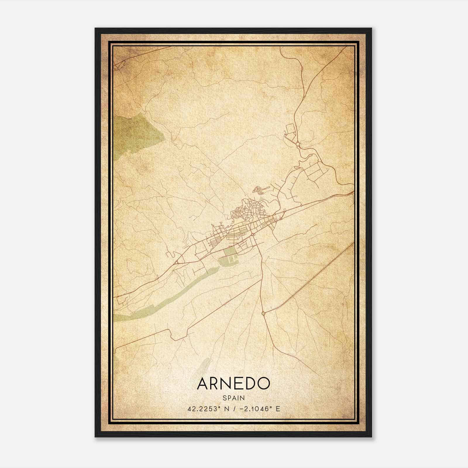 Vintage Arnedo Spain Map Poster, Arnedo City Road Wall Art Print