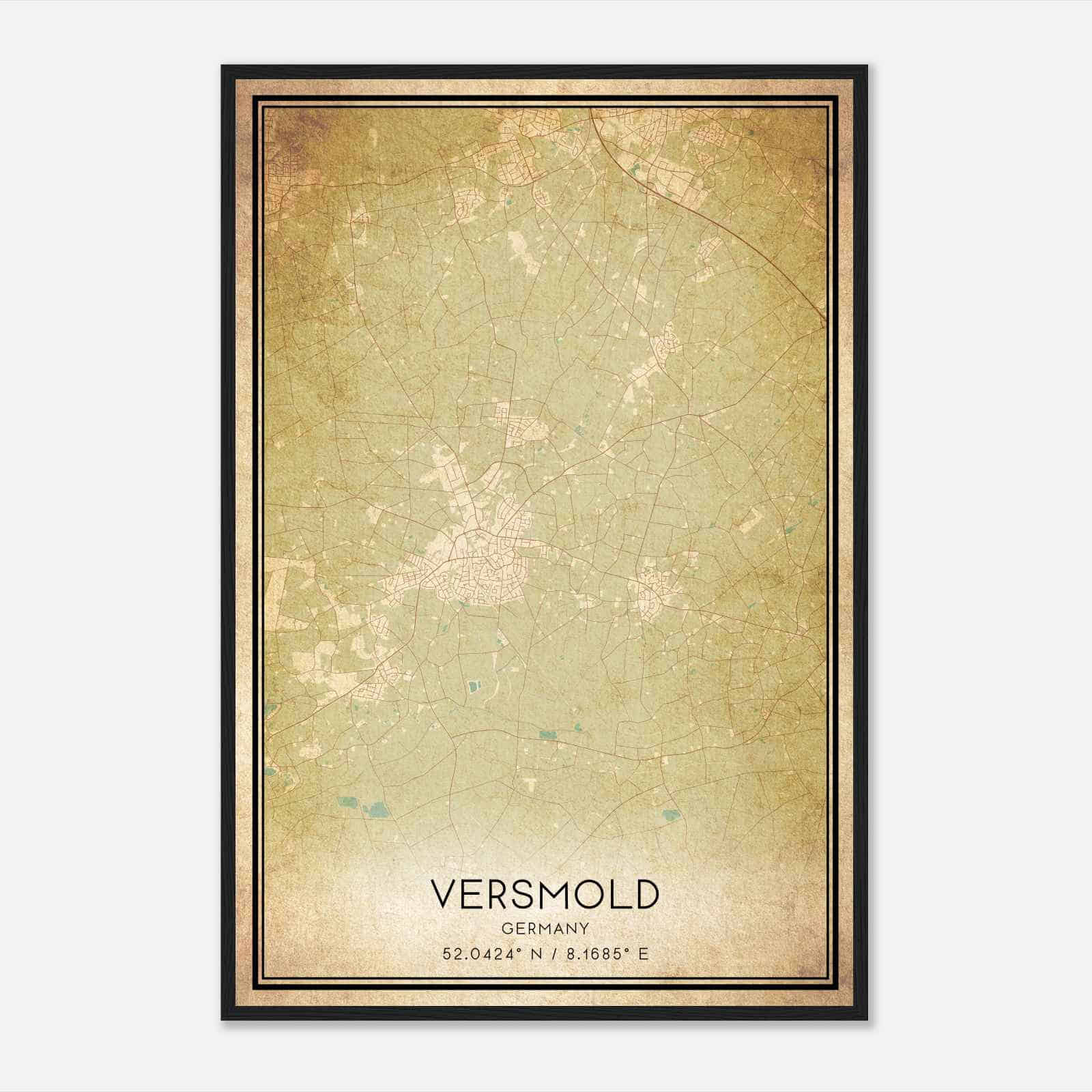 Vintage Versmold Germany Map Poster, Versmold City Road Wall Art Print