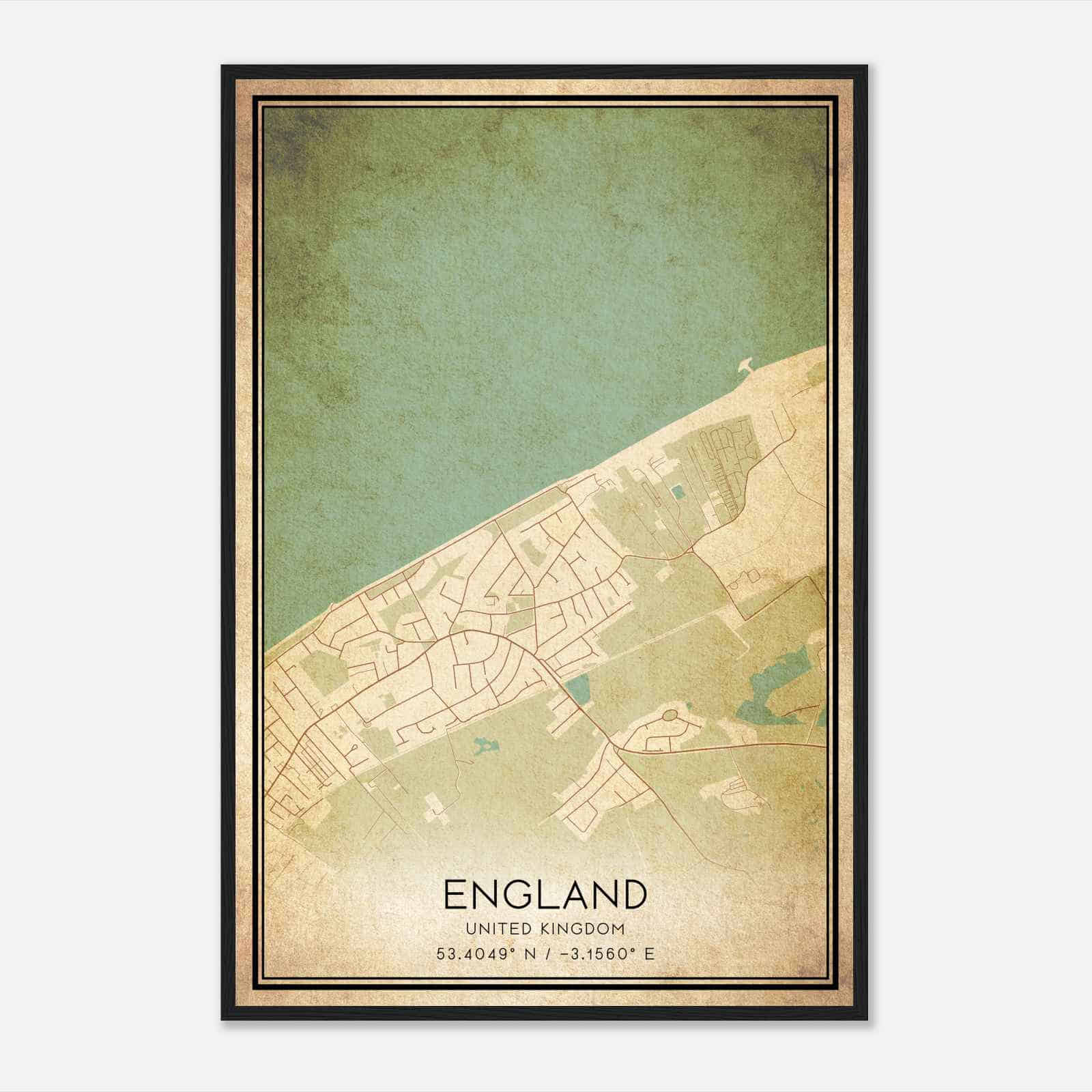 Vintage Great Meols United Kingdom Map Poster, Great Meols City Road Wall Art Print Vintage Great Meols United Kingdom Map Poster, Great Meols City Road Wall Art Print