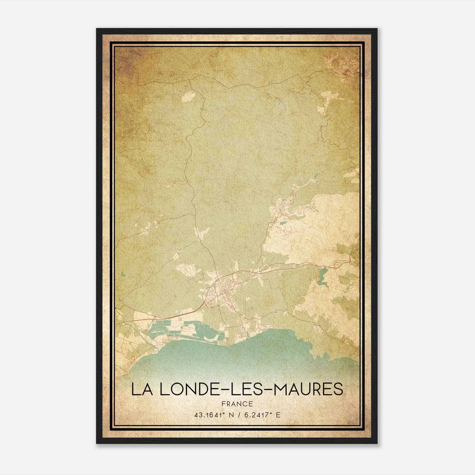 Vintage La Londe-les-Maures France Map Poster, La Londe-les-Maures City Road Wall Art Print