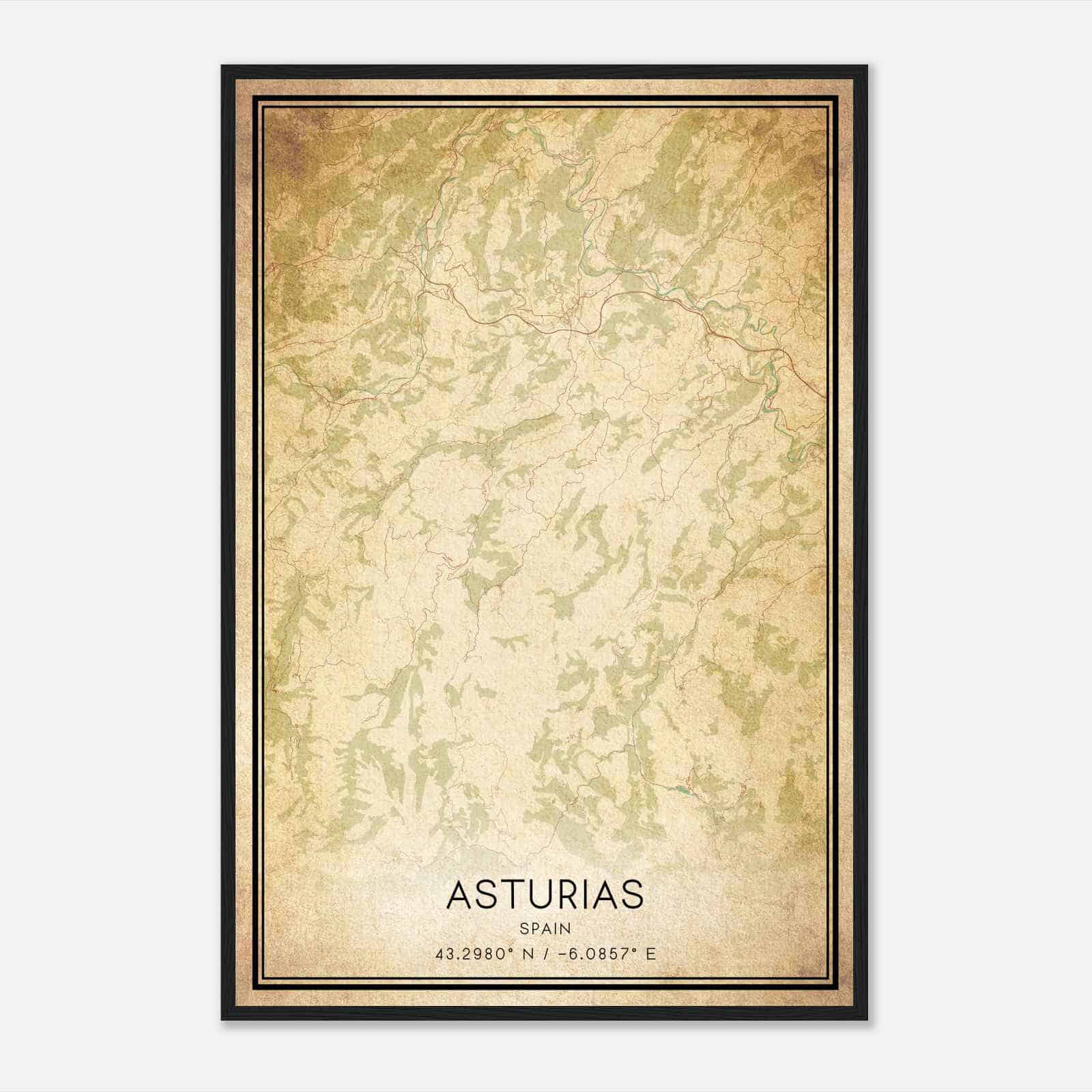 Vintage Grado Spain Map Poster, Grado City Road Wall Art Print