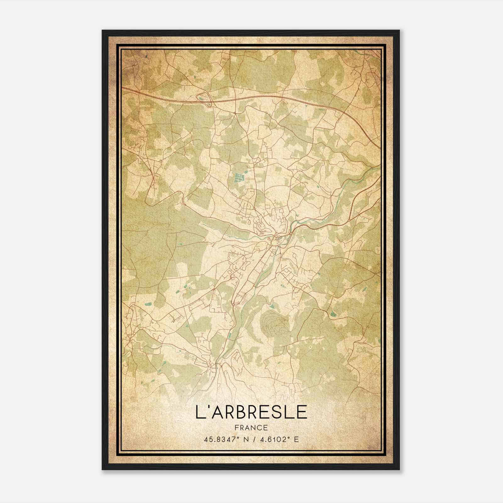 Vintage L’Arbresle France Map Poster, L’Arbresle City Road Wall Art Print