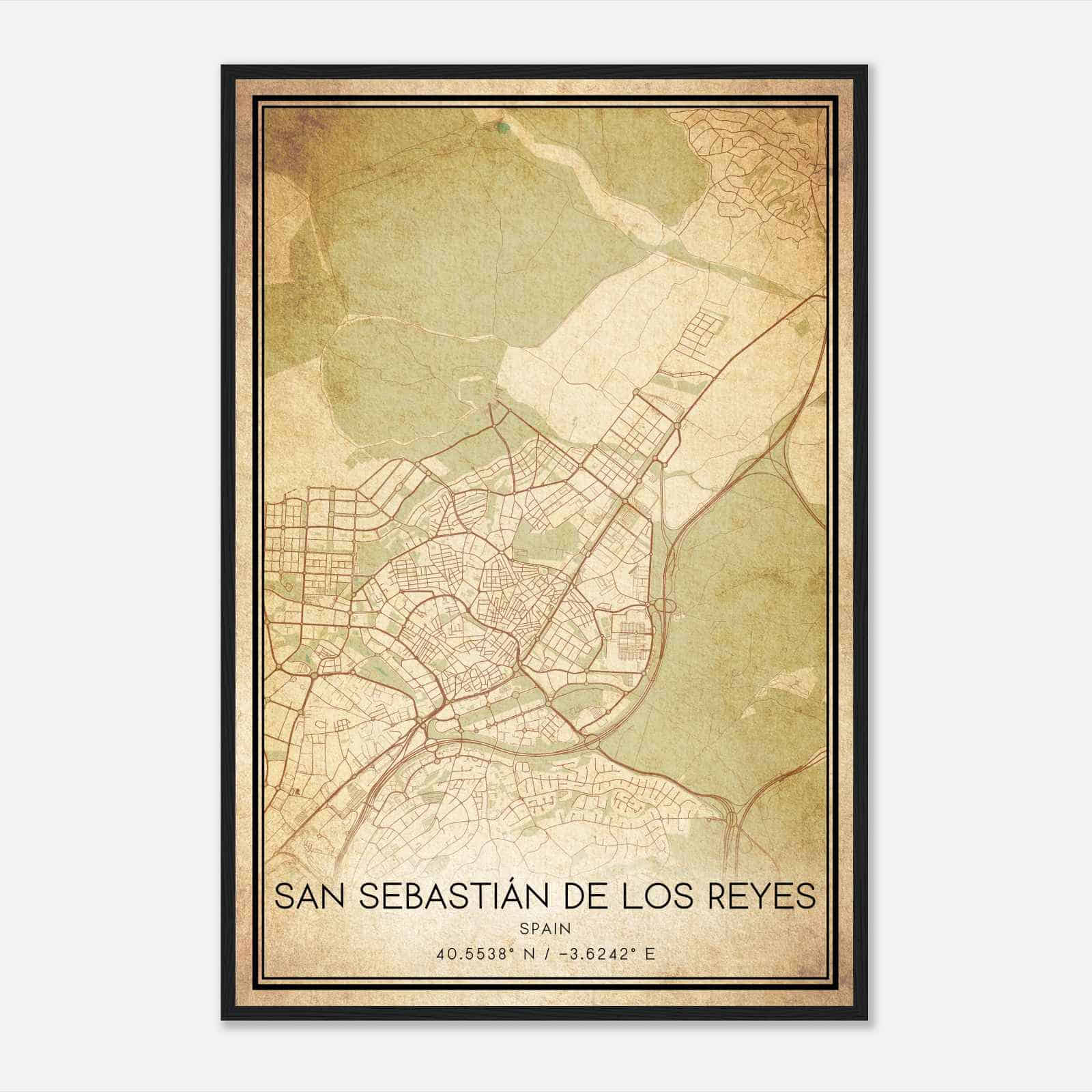 Vintage San Sebastian de los Reyes Spain Map Poster, San Sebastian de los Reyes City Road Wall Art Print Vintage San Sebastian de los Reyes Spain Map Poster, San Sebastian de los Reyes City Road Wall Art Print
