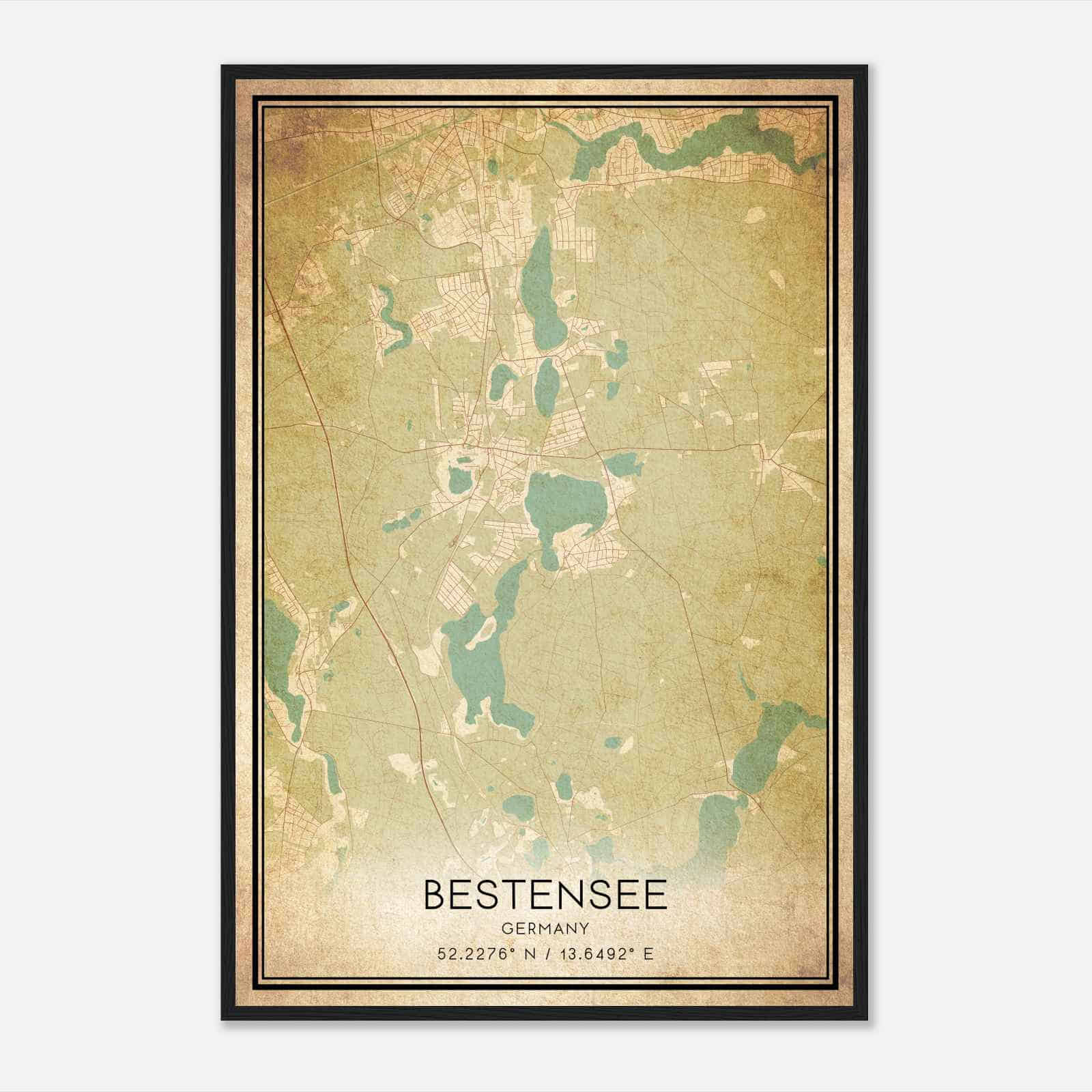 Vintage Bestensee Germany Map Poster, Bestensee City Road Wall Art Print Vintage Bestensee Germany Map Poster, Bestensee City Road Wall Art Print