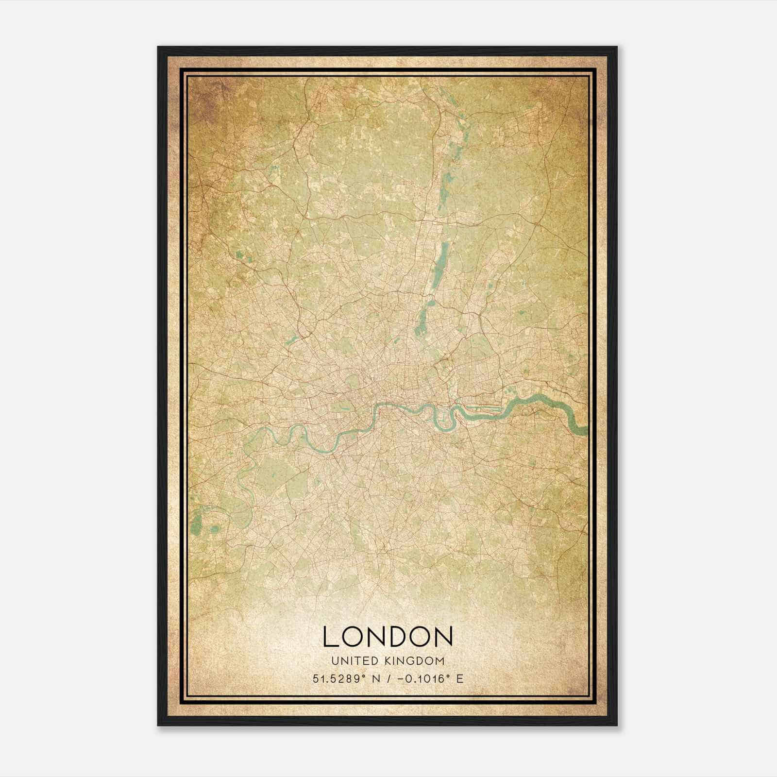 Vintage London United Kingdom Map Poster, London City Road Wall Art Print