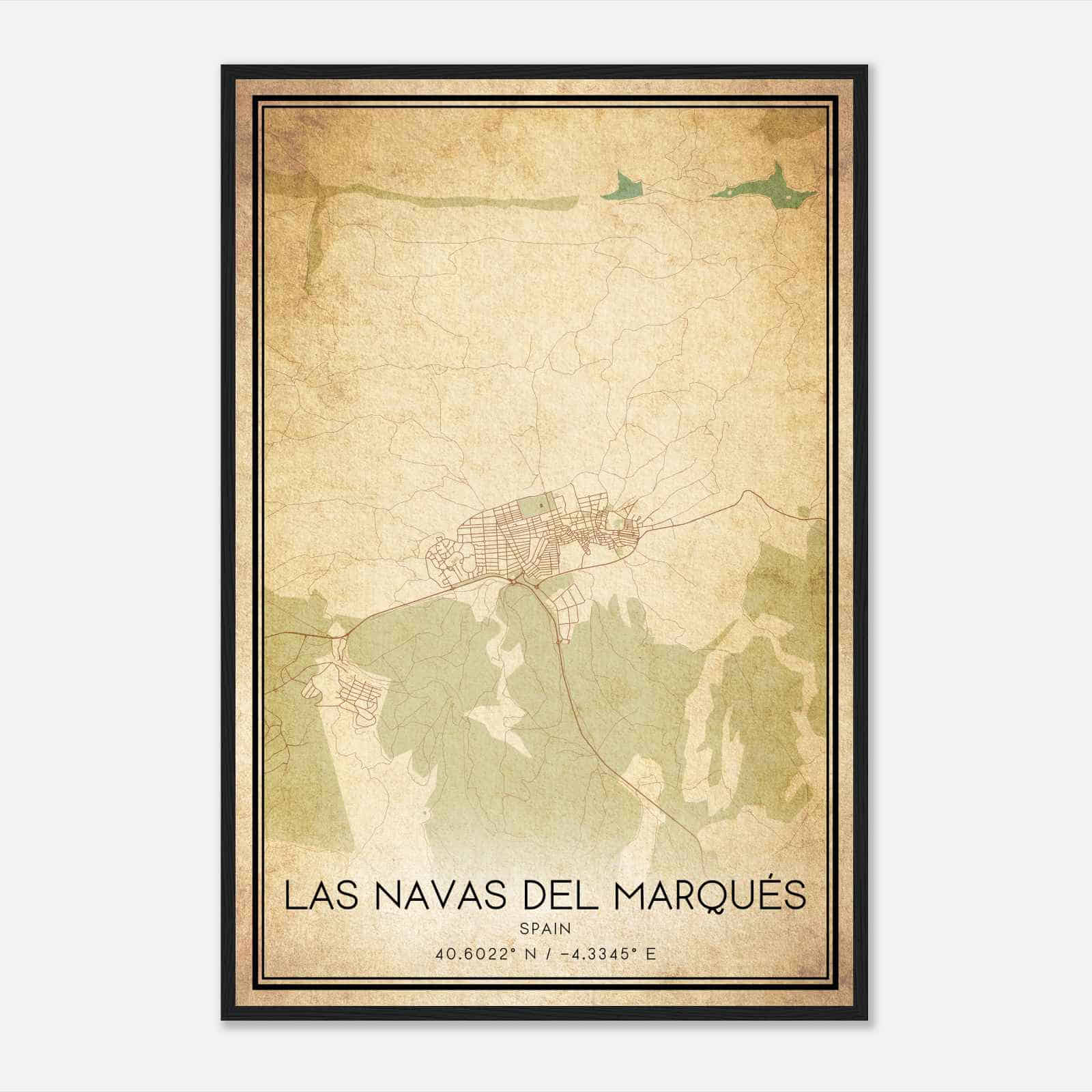 Vintage Las Navas del Marques Spain Map Poster, Las Navas del Marques City Road Wall Art Print